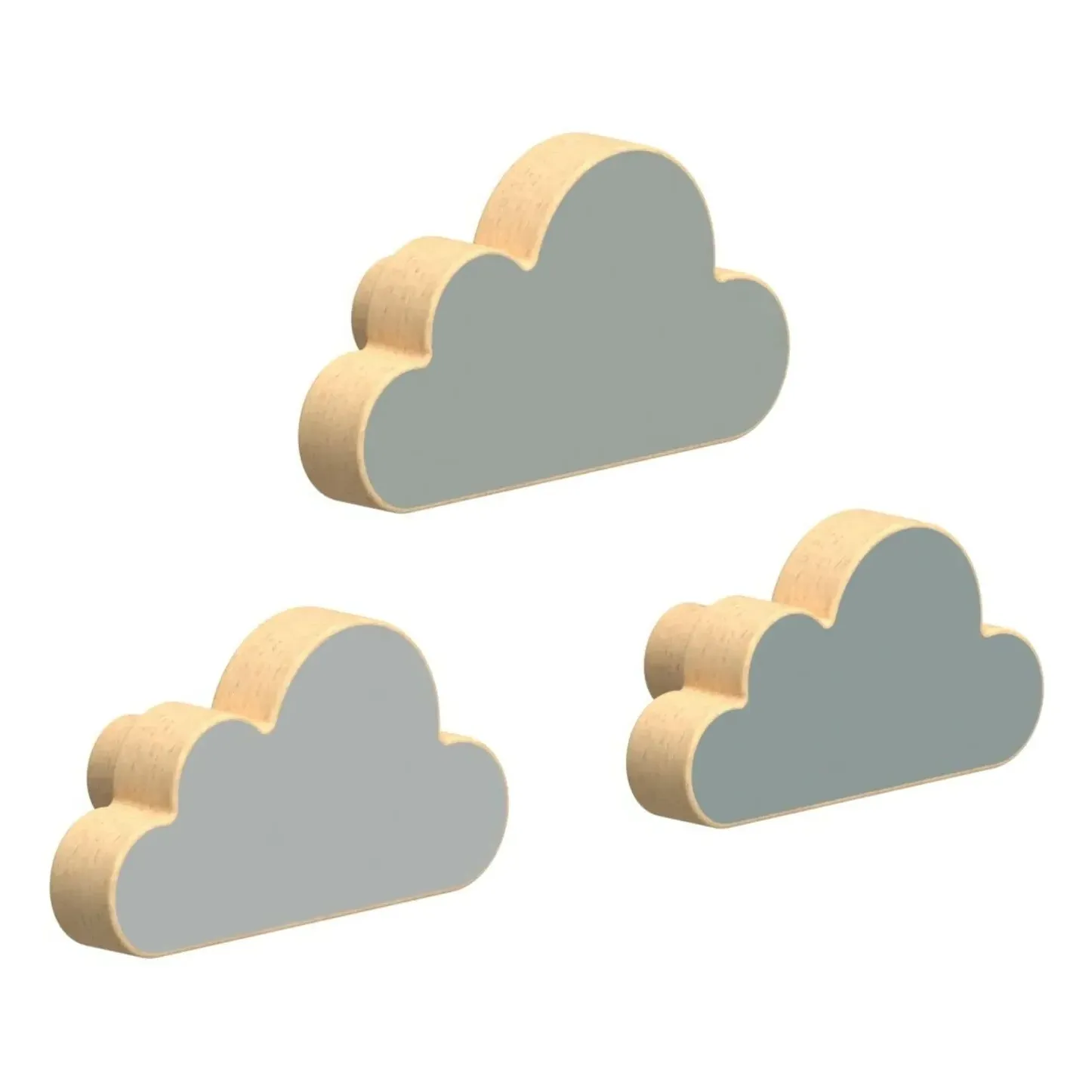 Cam Cam Nuage Cloud Coat Hooks Set of 3 - Blue, Beech Wood product