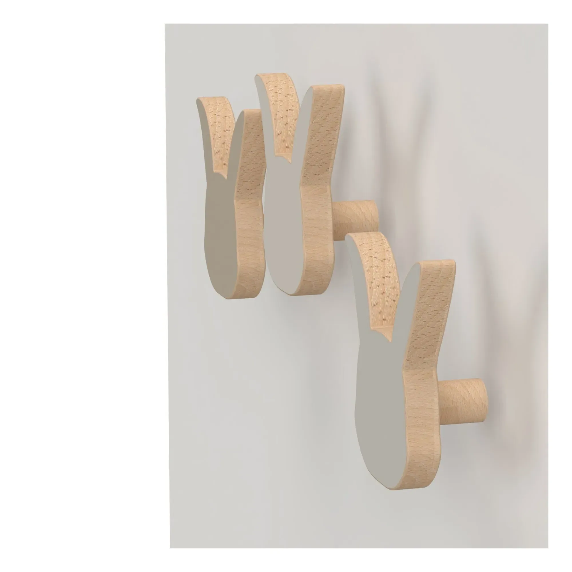 Cam Cam Rabbit Wall Hooks Set of 3 - Sand, Beech Wood alternate view