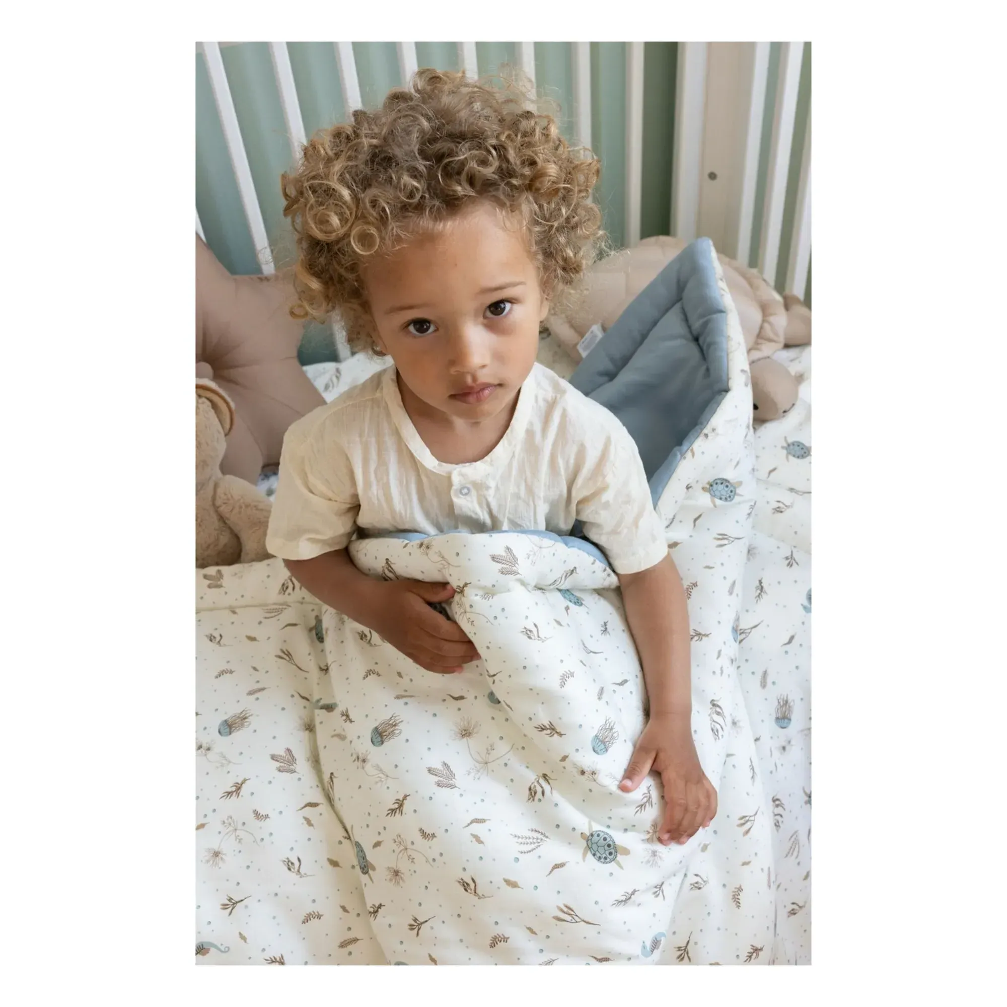Sea Garden Baby Blanket - Blue, Organic Cotton alternate view
