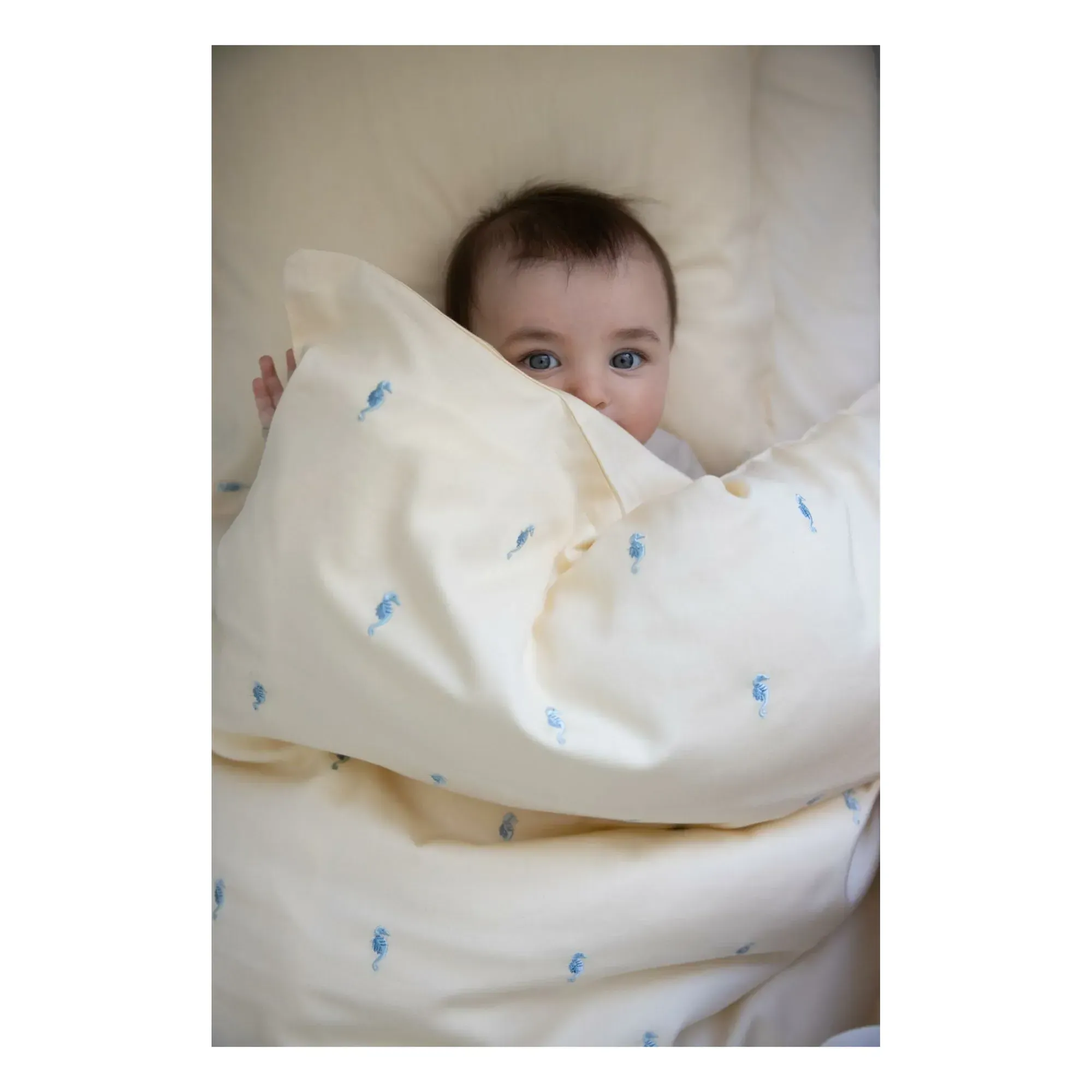 Sea Garden Embroidered Bed Linen Set - Blue, Organic Cotton alternate view