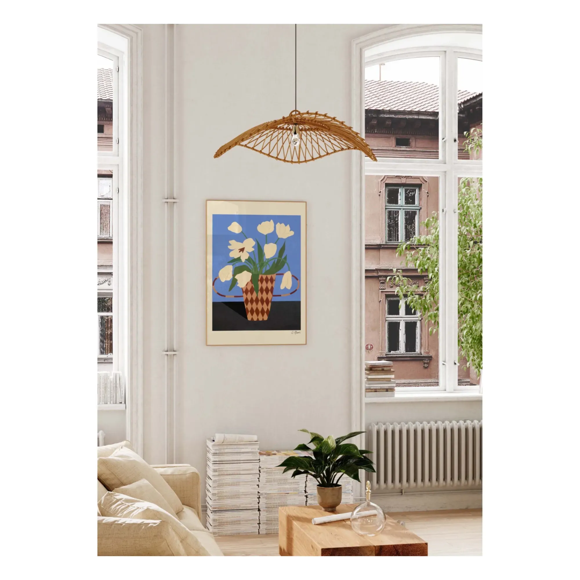 Carla Llanos White Flowers Poster - Multicoloured alternate view