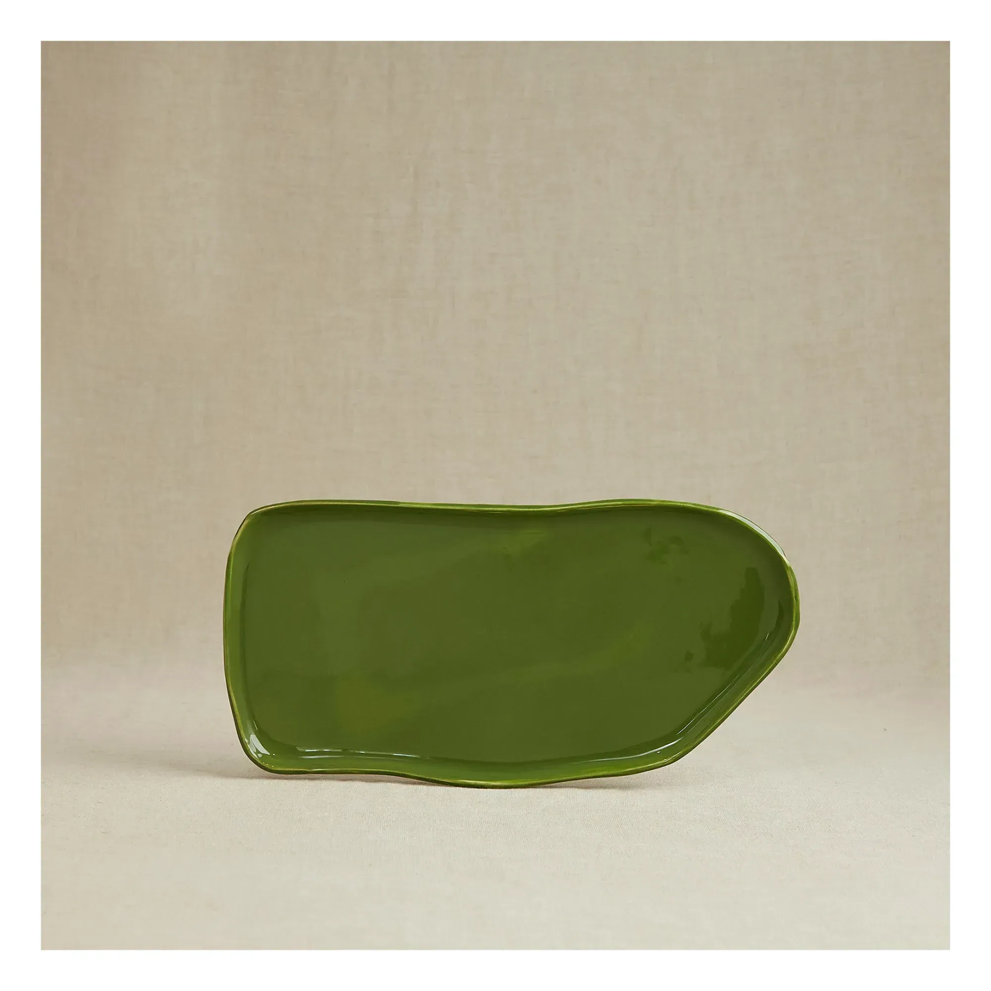 Casa Cecu Glazed Stoneware Display Dish - Khaki, Ceramic product