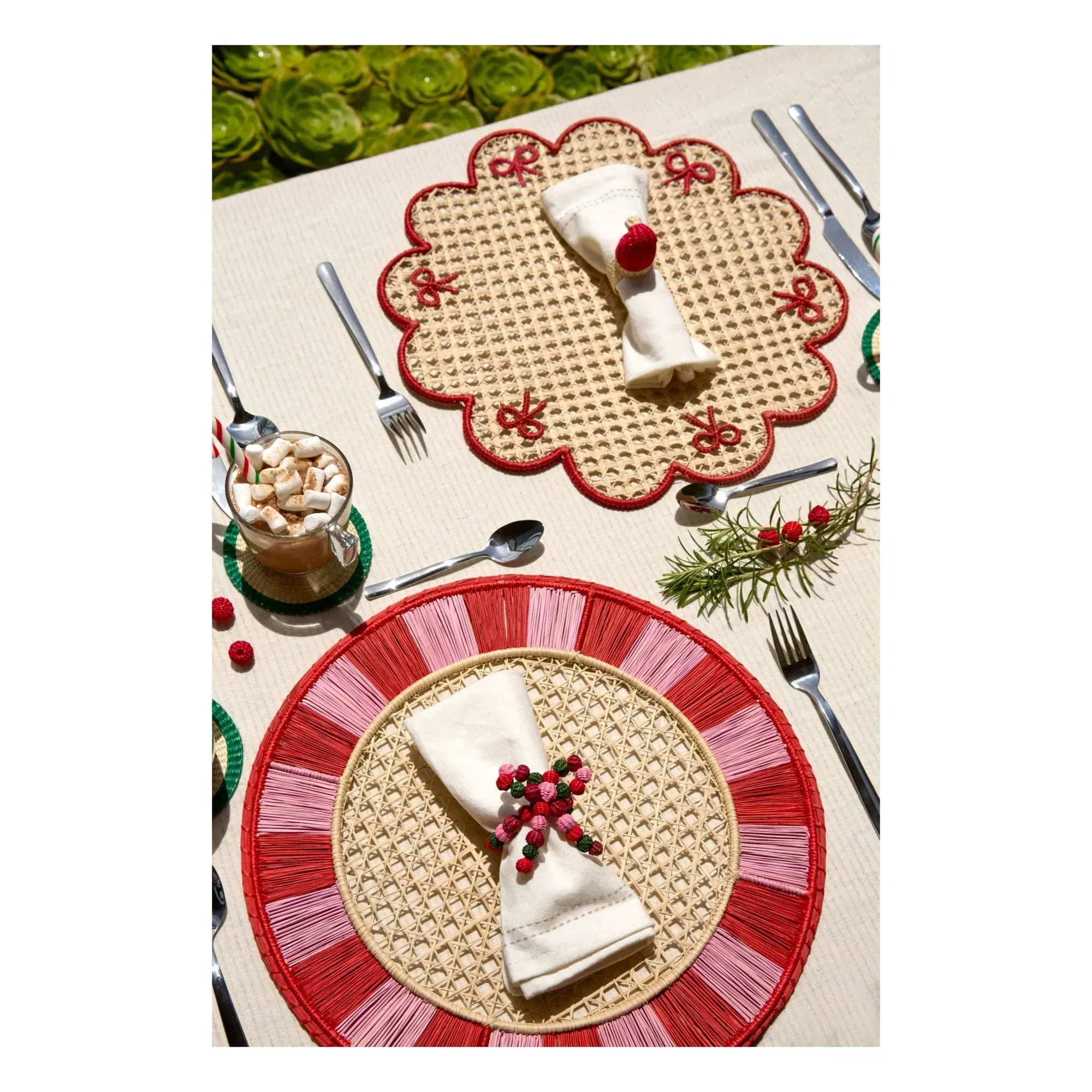 Braided Ribbon Napkin Ring - Multicoloured, Toquilla Palm alternate view