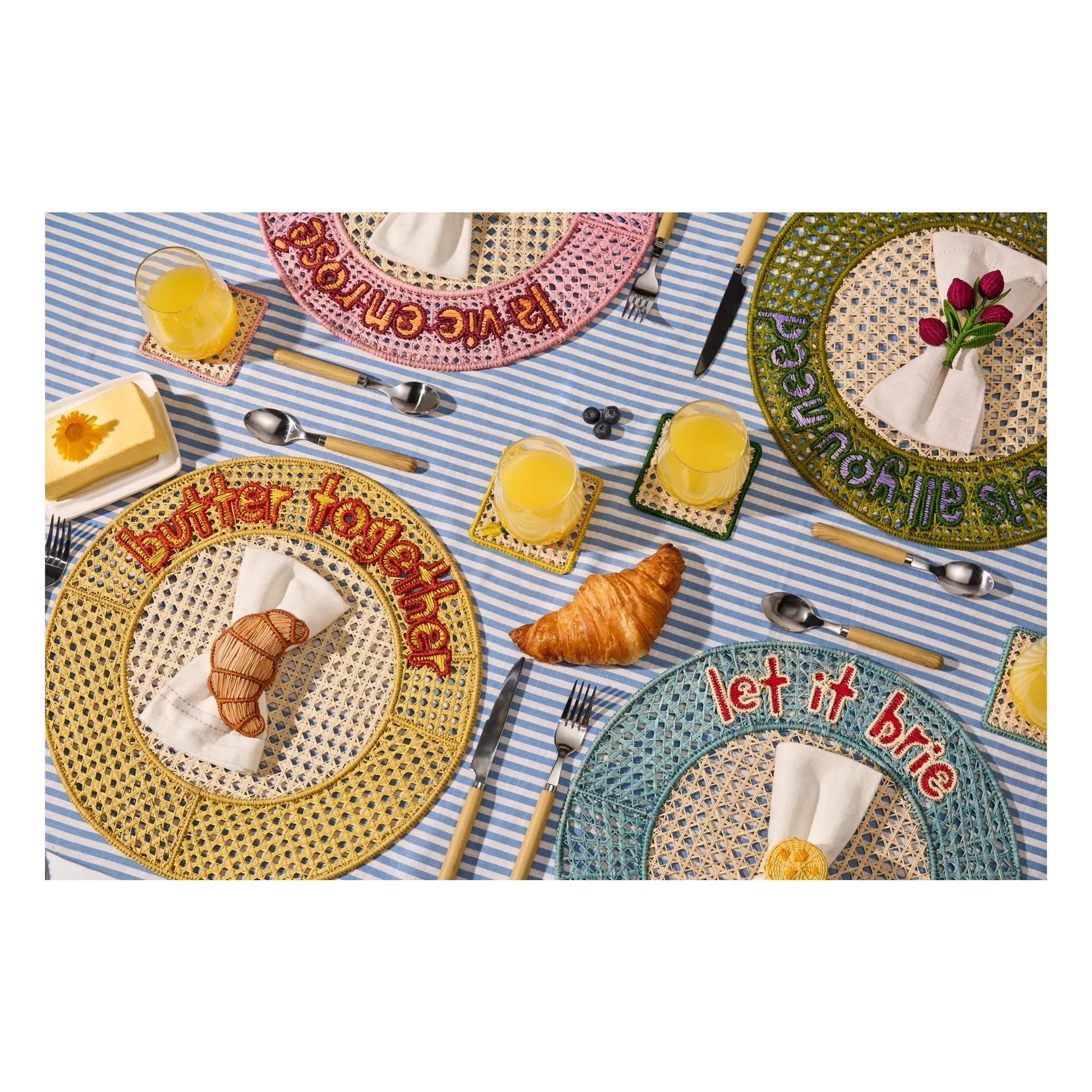 Butter Together Woven Placemat - Pale Yellow, Iraca Palm alternate view