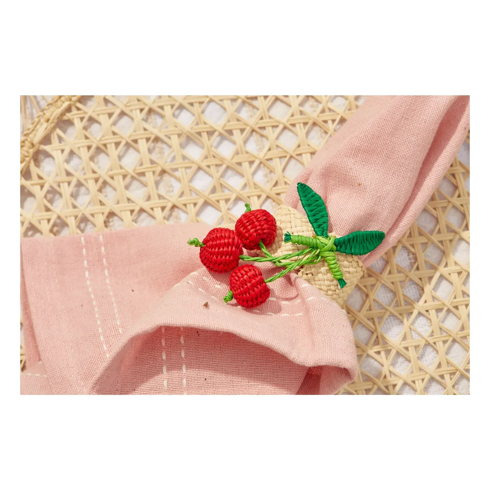Cherry Napkin Ring - Red, Toquilla Palm alternate view
