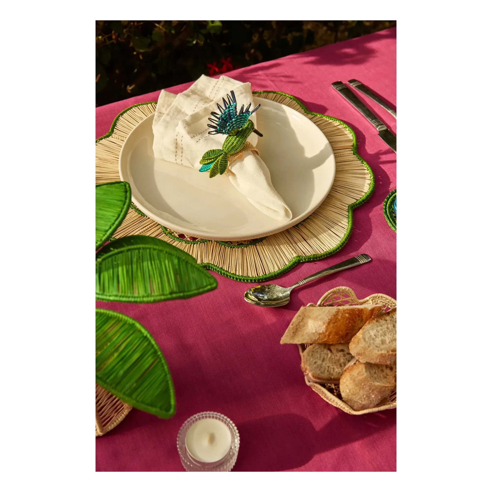 Colibris Napkin Ring - Green, Toquilla Palm alternate view