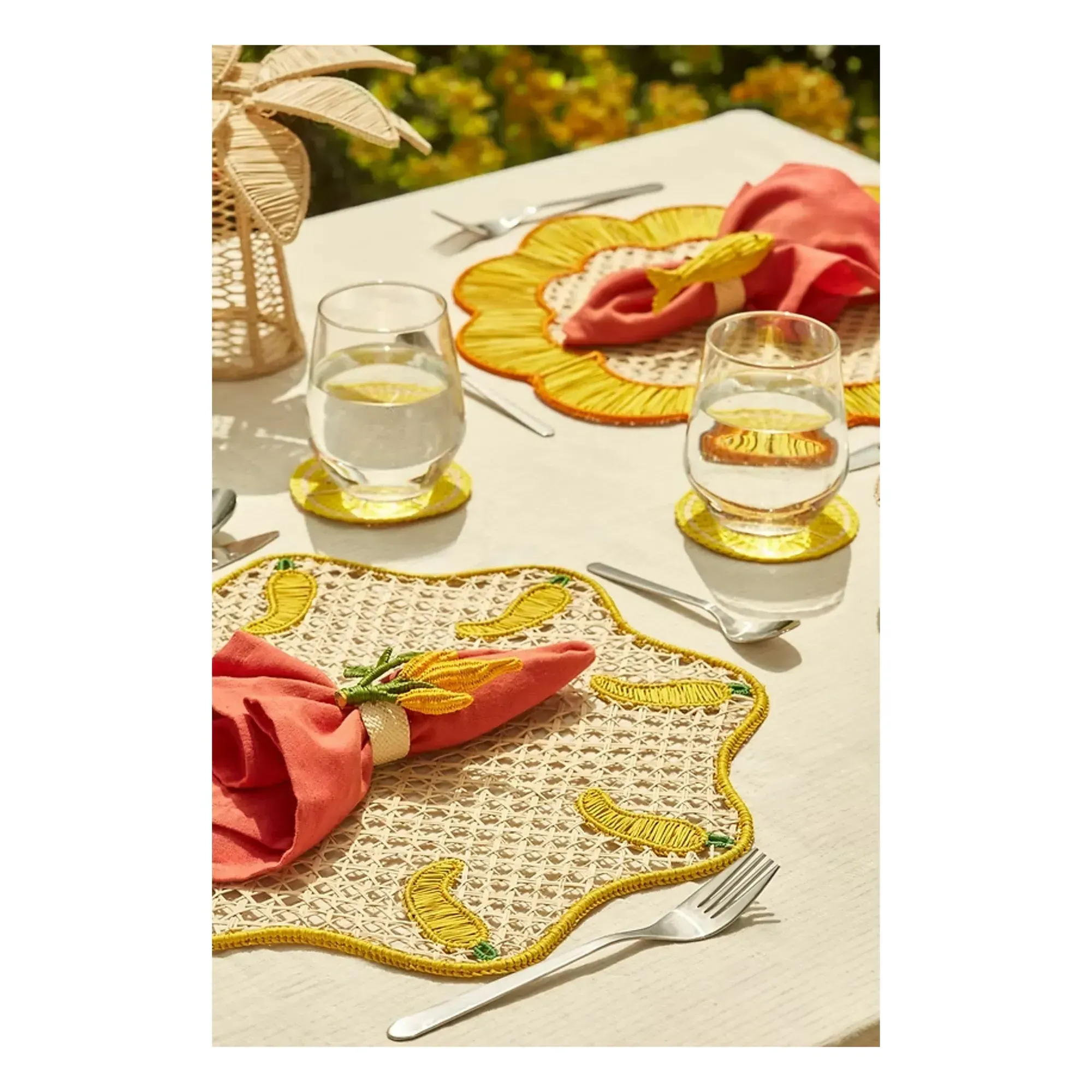 Coro Cora Lemon Coaster - Yellow, Toquilla Palm Fiber alternate view