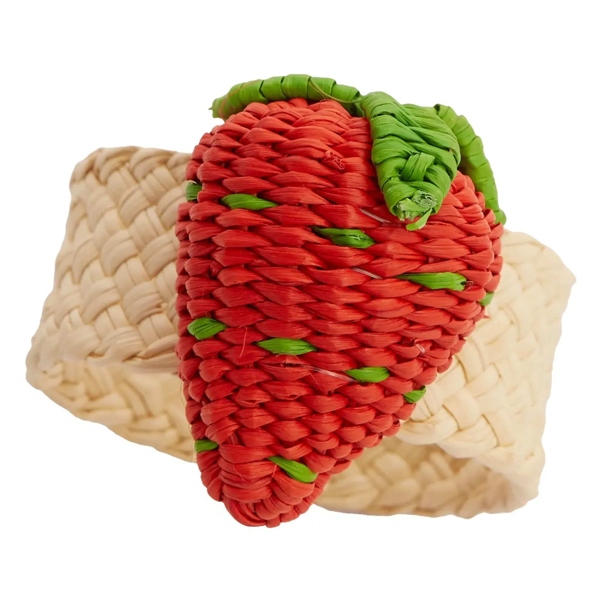 Coro Cora Strawberry Napkin Ring - Red, Toquilla Palm product