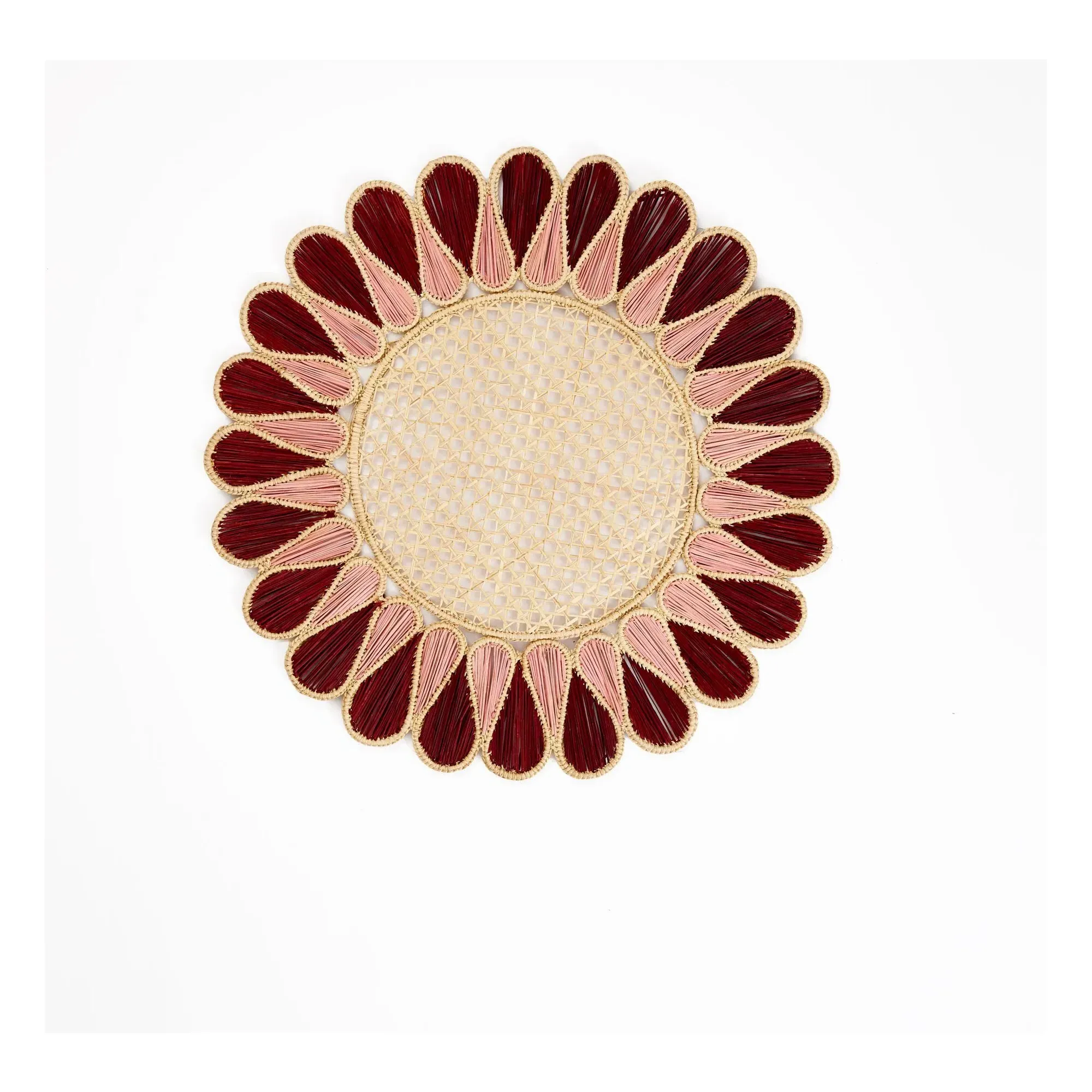 Drops Round Placemat - Pink, Iraca Palm alternate view
