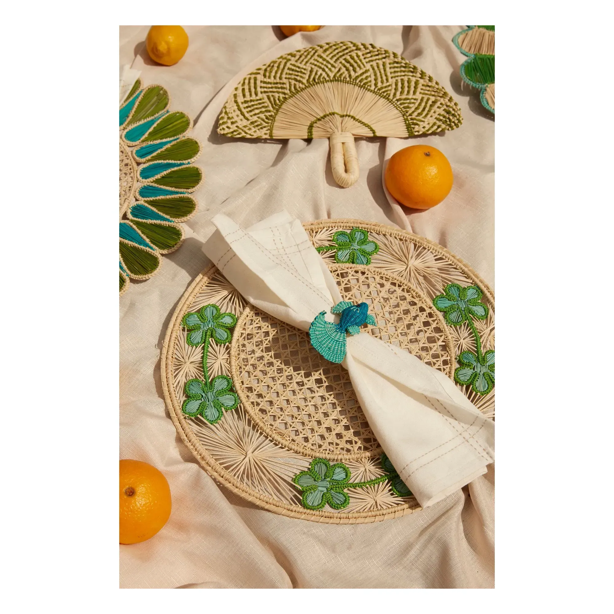 Fish Napkin Ring - Blue, Toquilla Palm alternate view