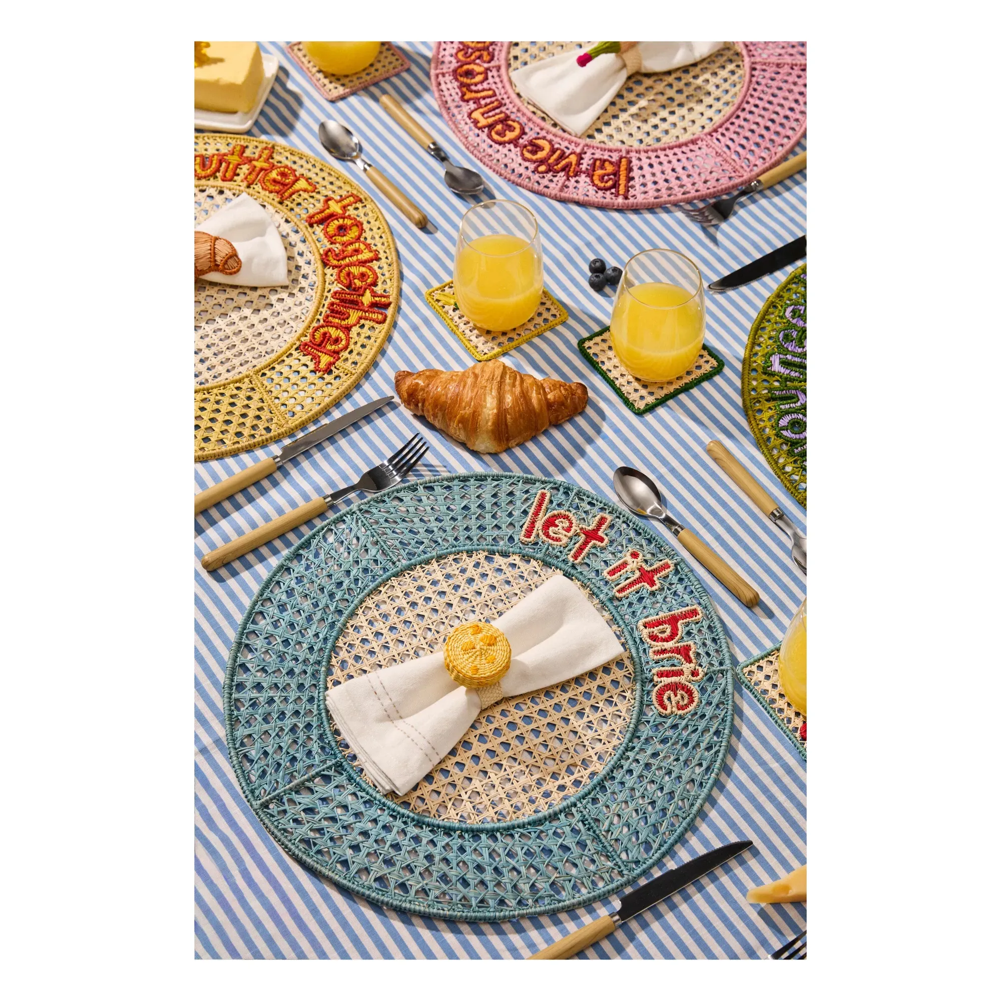 Lemon Slice Napkin Ring - Yellow, Toquilla Palm alternate view