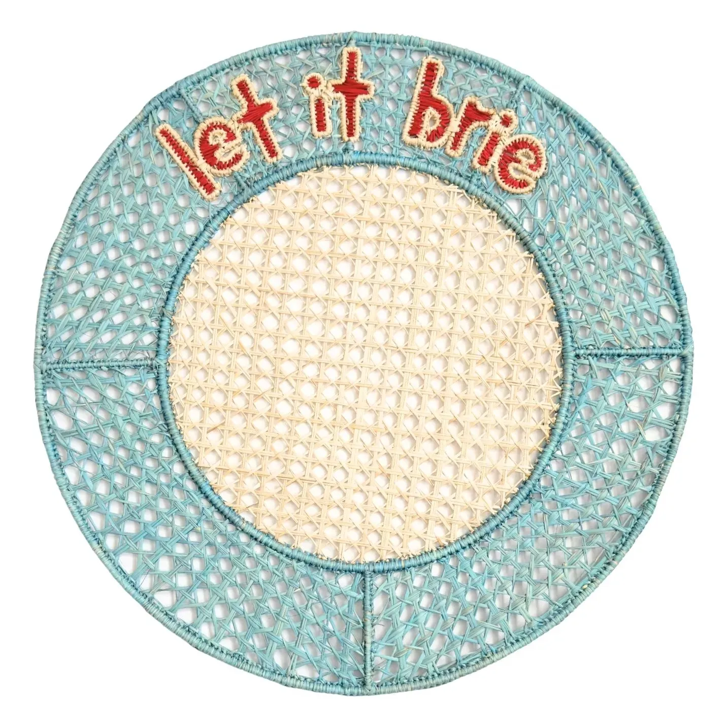 Let It Brie Woven Placemat - Blue, Iraca Palm product