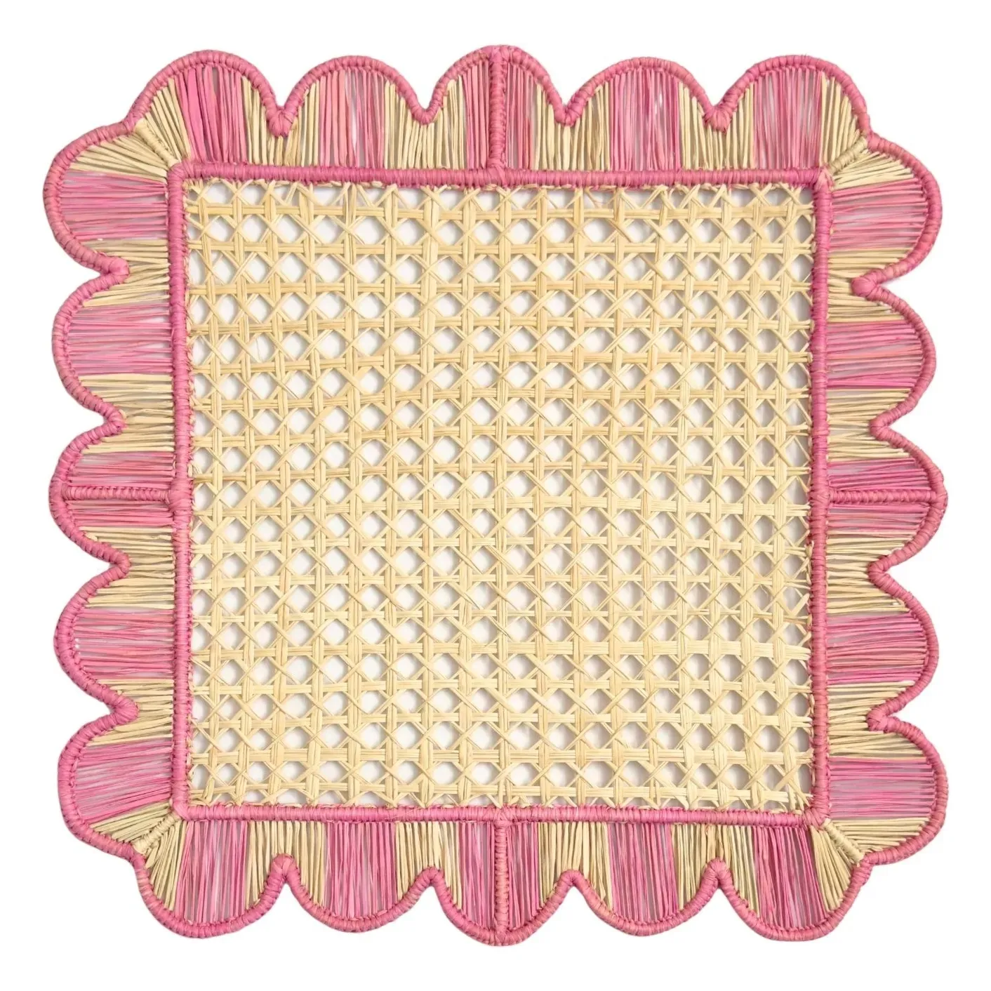 Mercado Round Placemat - Pink, Iraca Palm product
