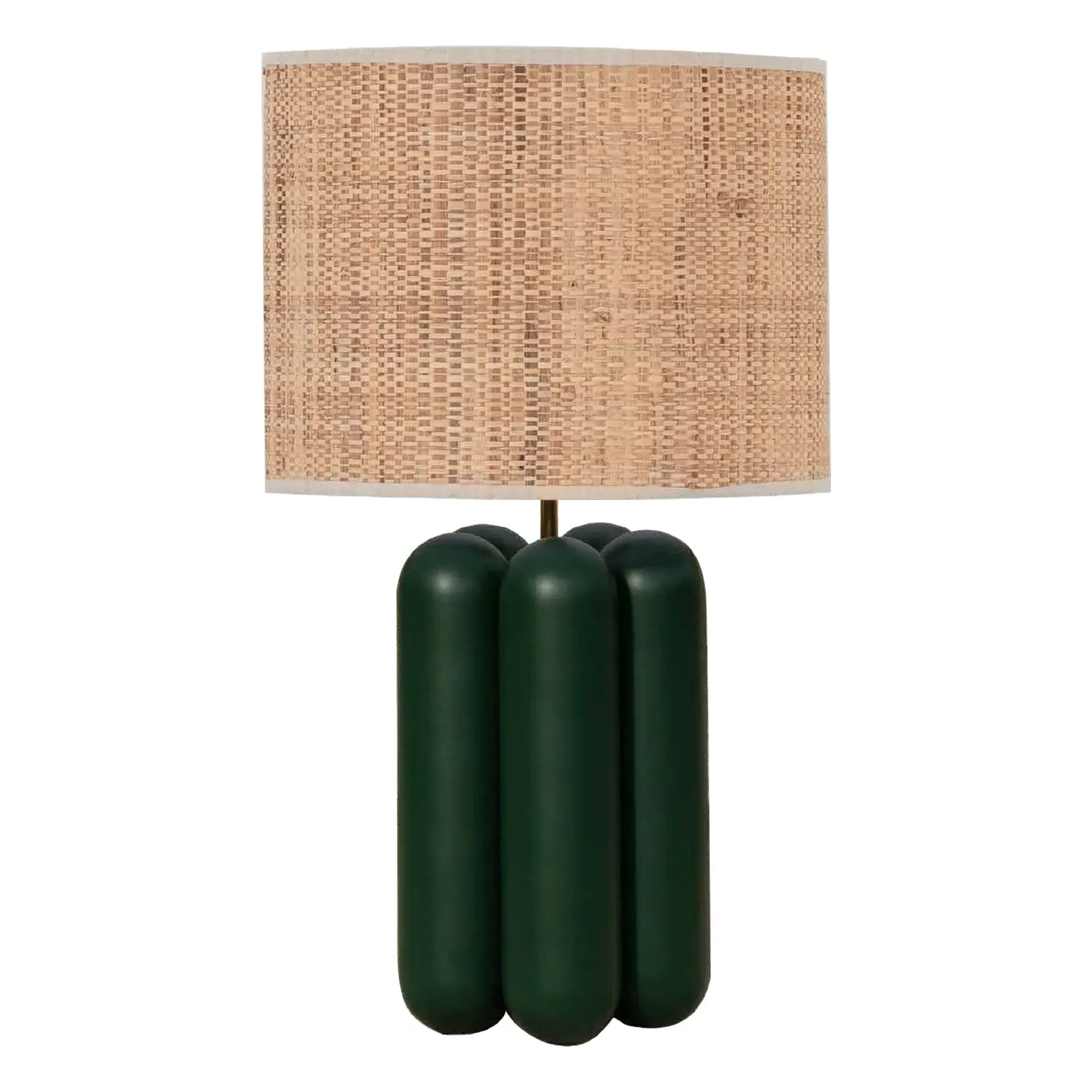 Charlotte Table Lamp with Raffia Shade - Dark Green, Wood product