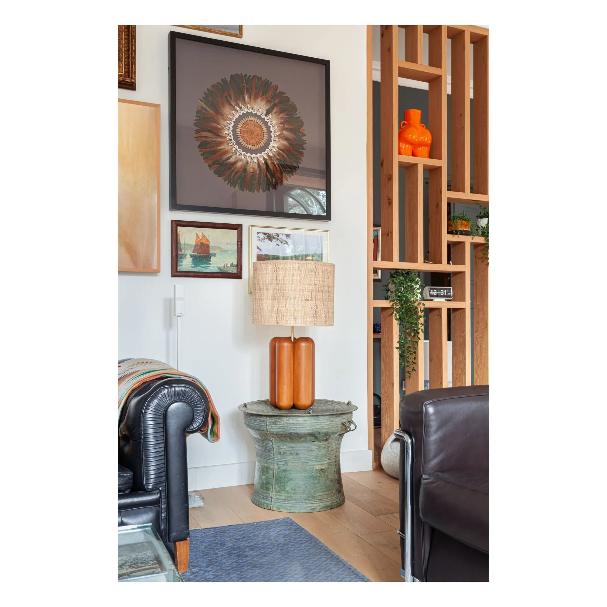 Charlotte Table Lamp with Raffia Shade - Natural, Wood alternate view