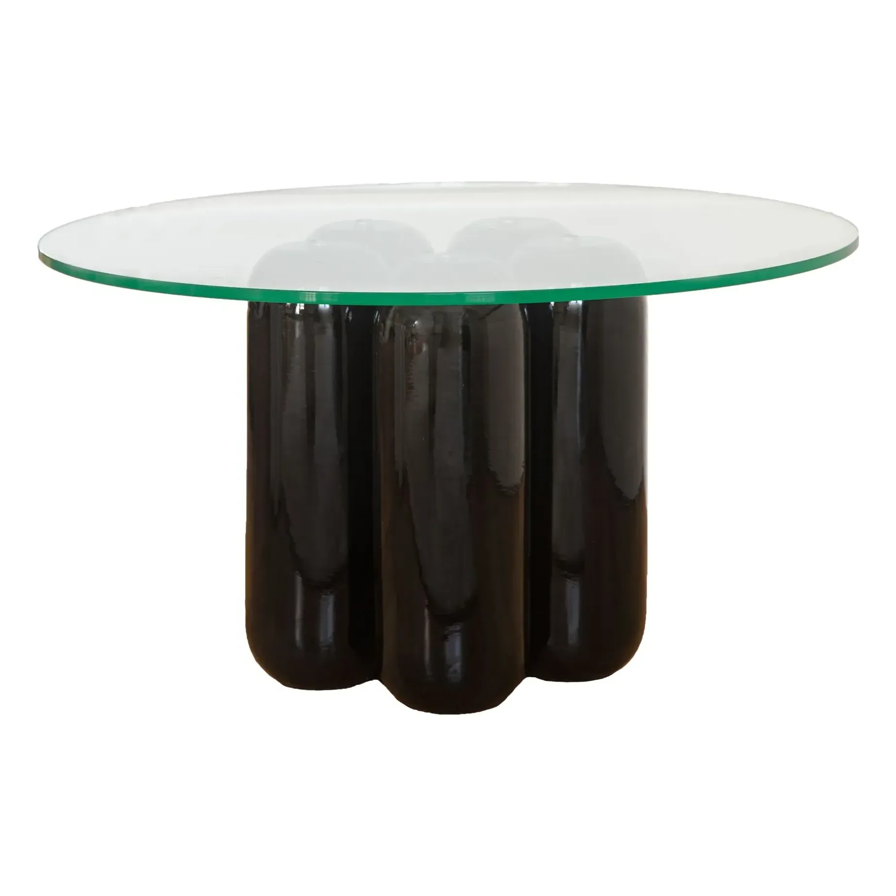 Round Coffee Table with Glass Top - Black, Ceramic product