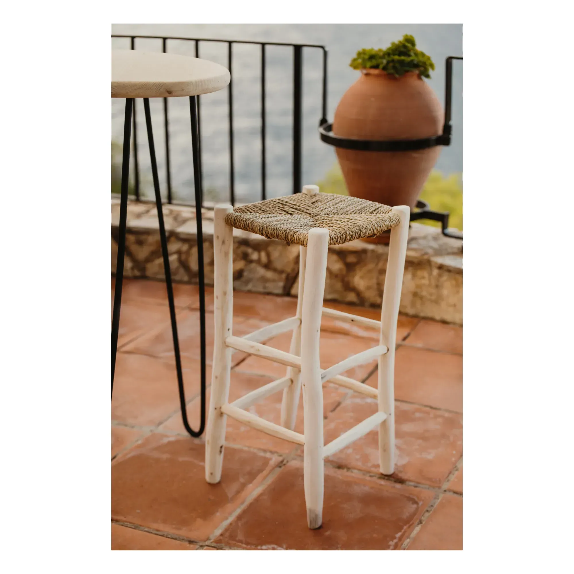 Palm Leaf Bar Stool - Natural, Laurel Wood alternate view
