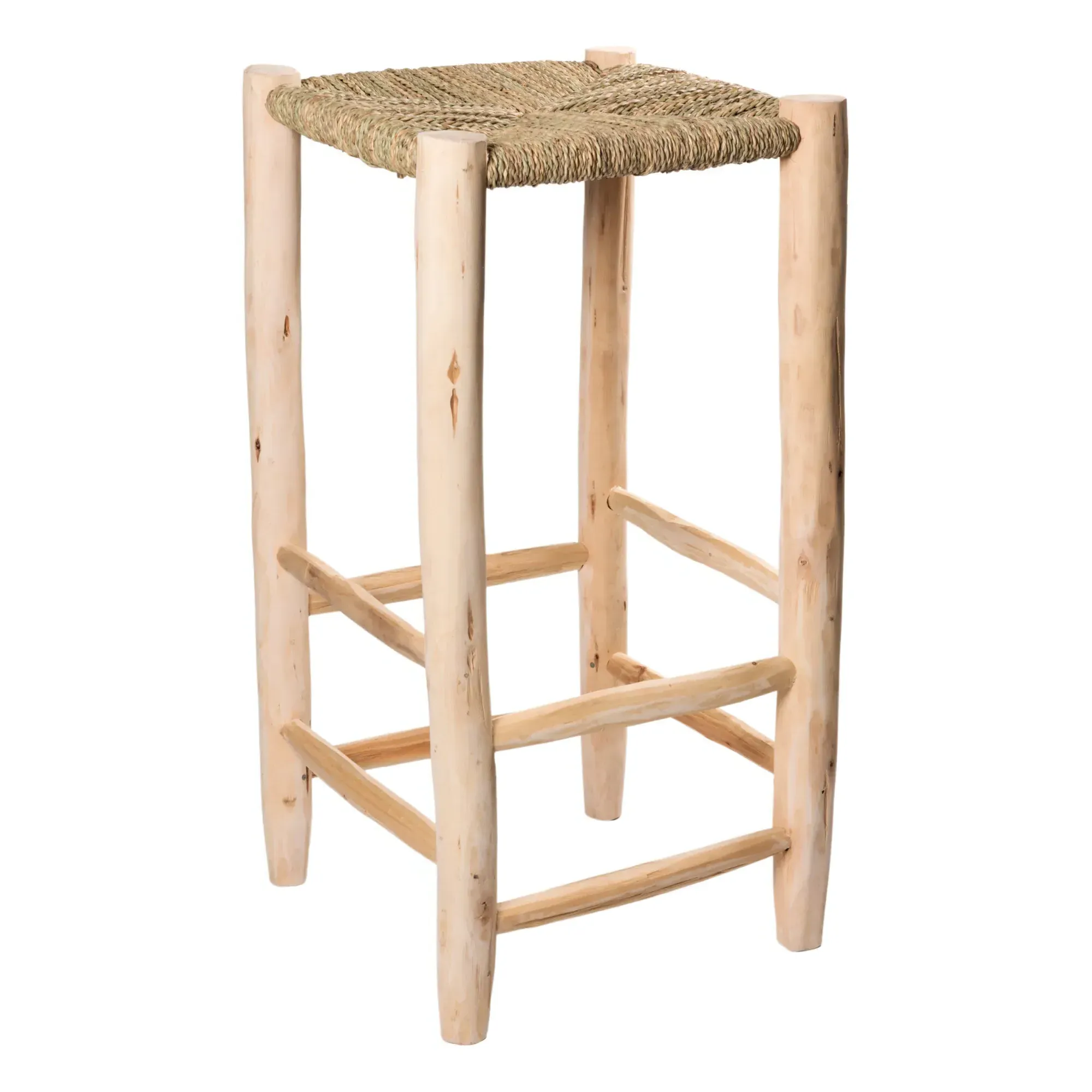 Palm Leaf Bar Stool - Natural, Laurel Wood product