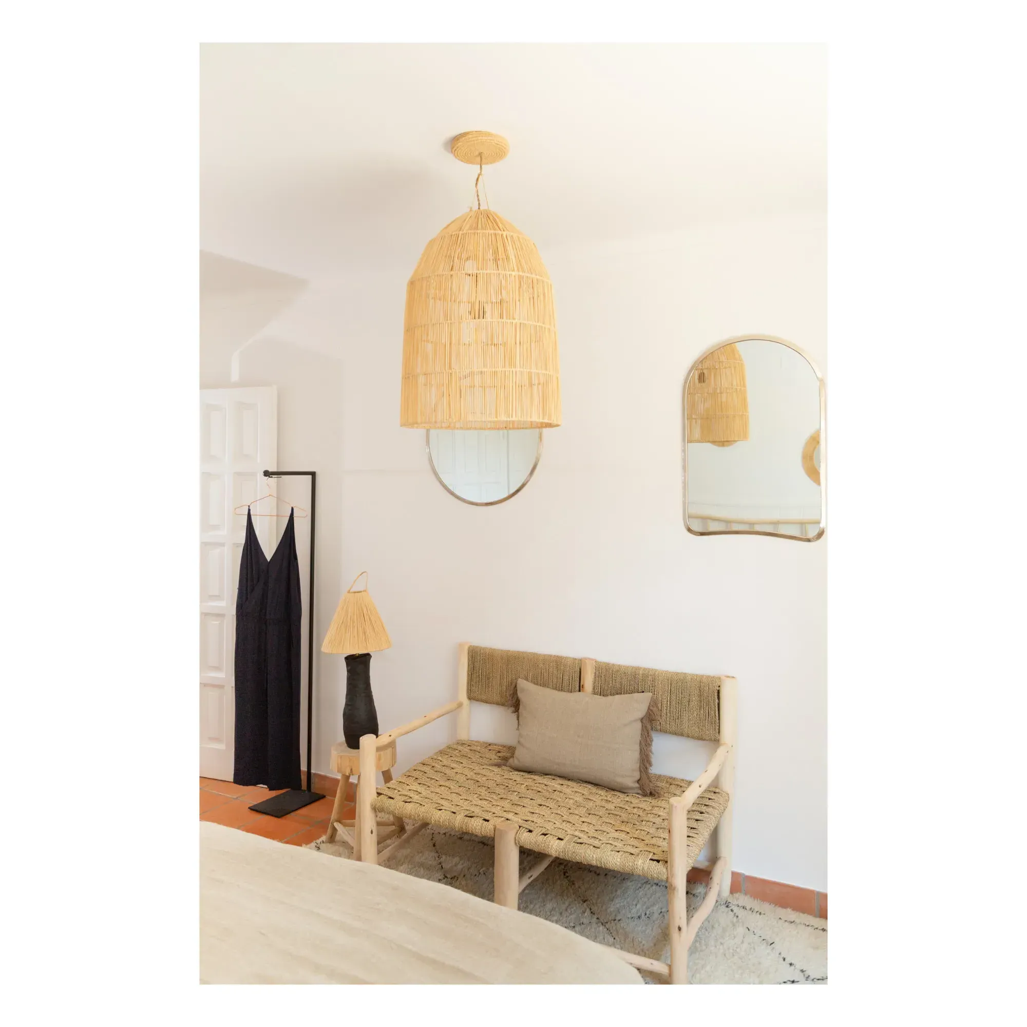 Raffia Ceiling Canopy Light Fixture - Black alternate view