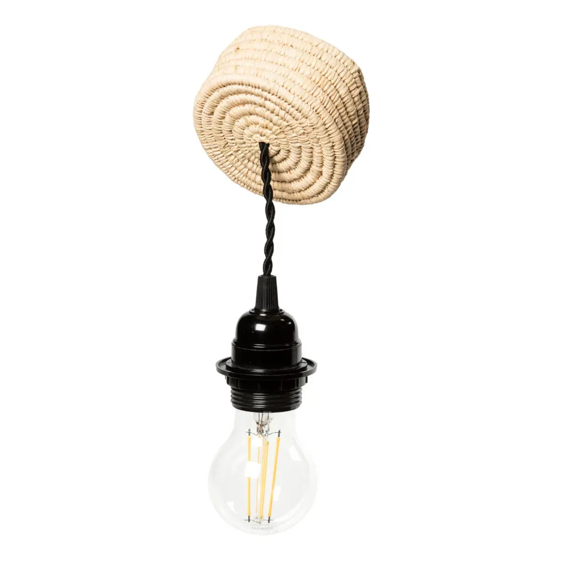 Raffia Ceiling Canopy Light Fixture - Black product