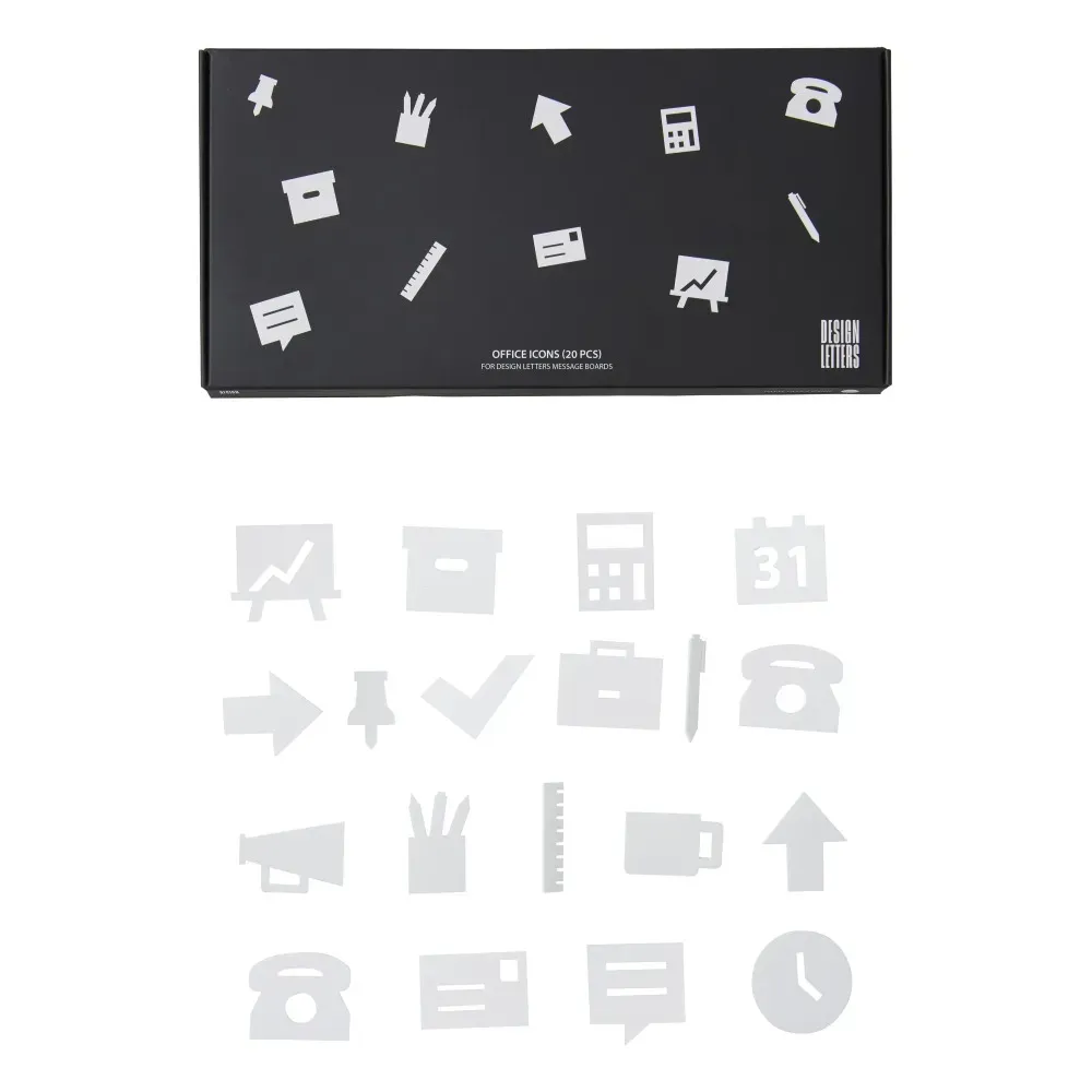 Design Letters Message Board Icons Set of 20 - White, ABS product