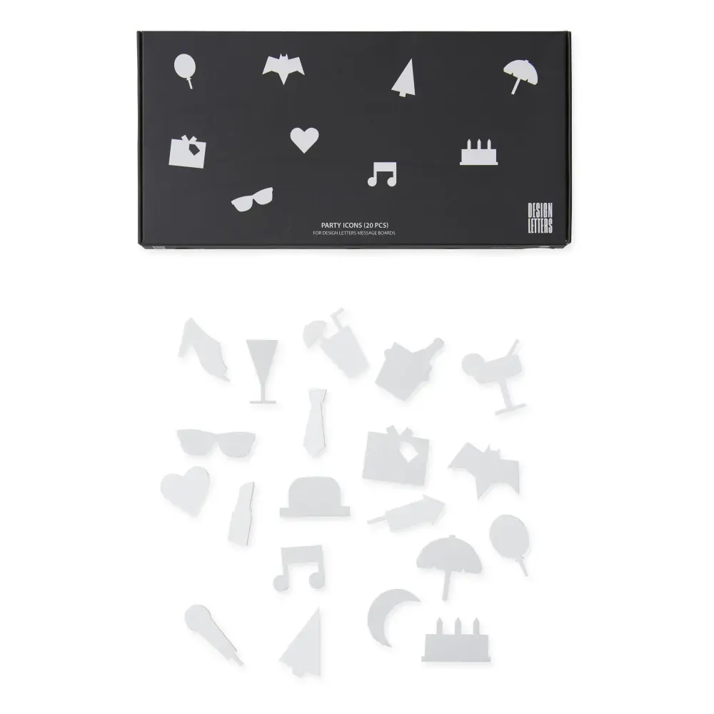 Message Board Party Icons Set of 20 - White, ABS product