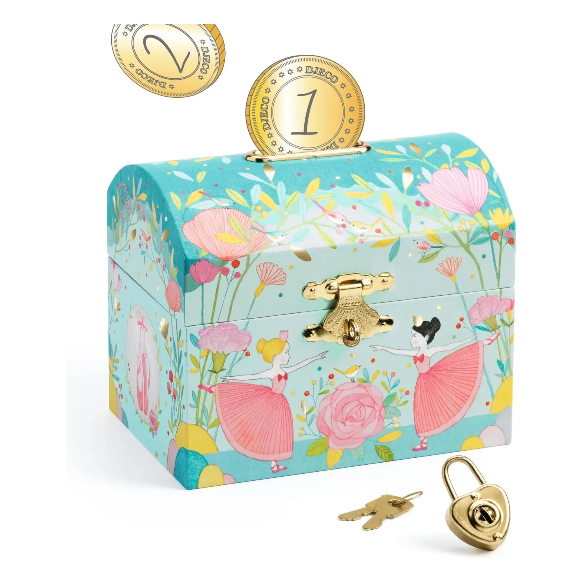 Djeco Ballerina Money Box - Multicoloured, Wood product