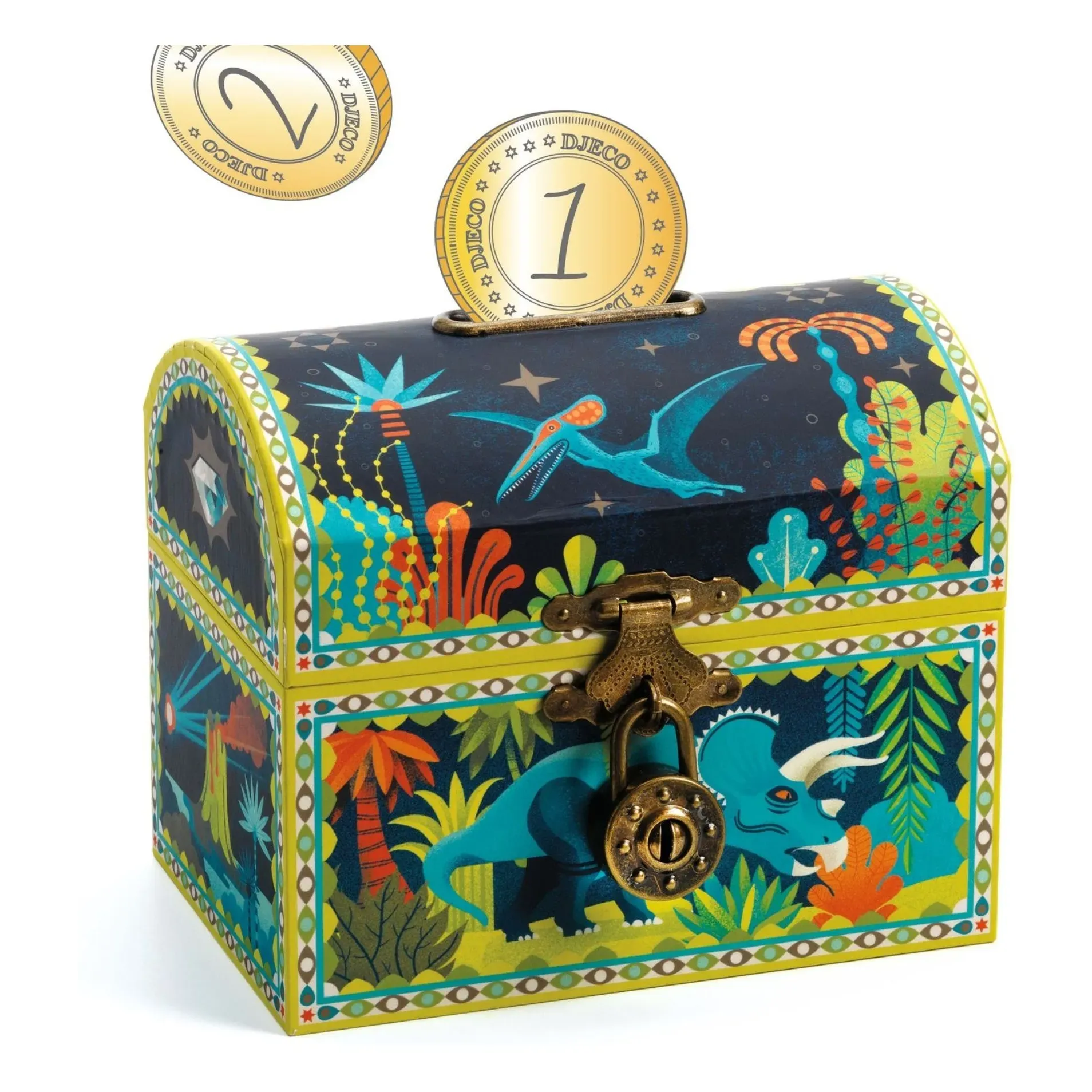 Djeco Dinosaur Money Box - Multicoloured, Wood product