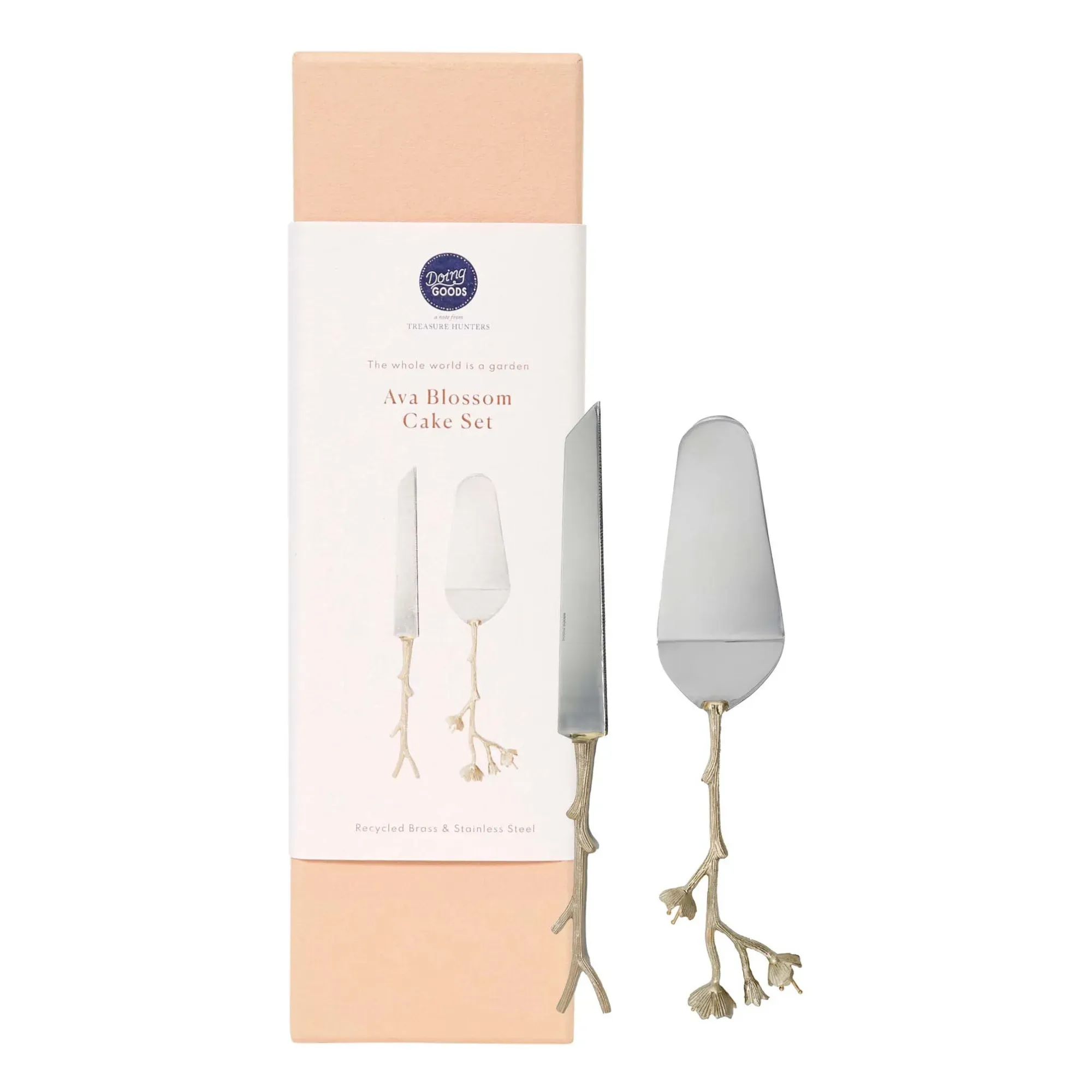 Ava Blossom Dessert Cutlery Set of 2 - Gold, Brass product