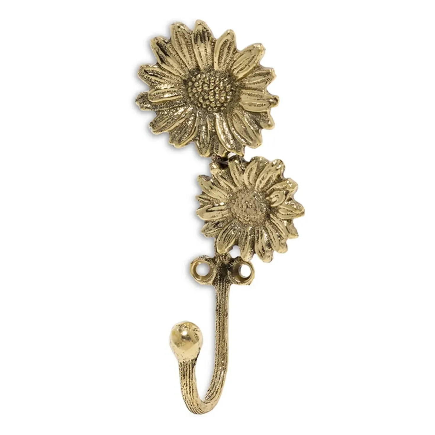 Breezy Double Daisy Wall Hook - Brass product
