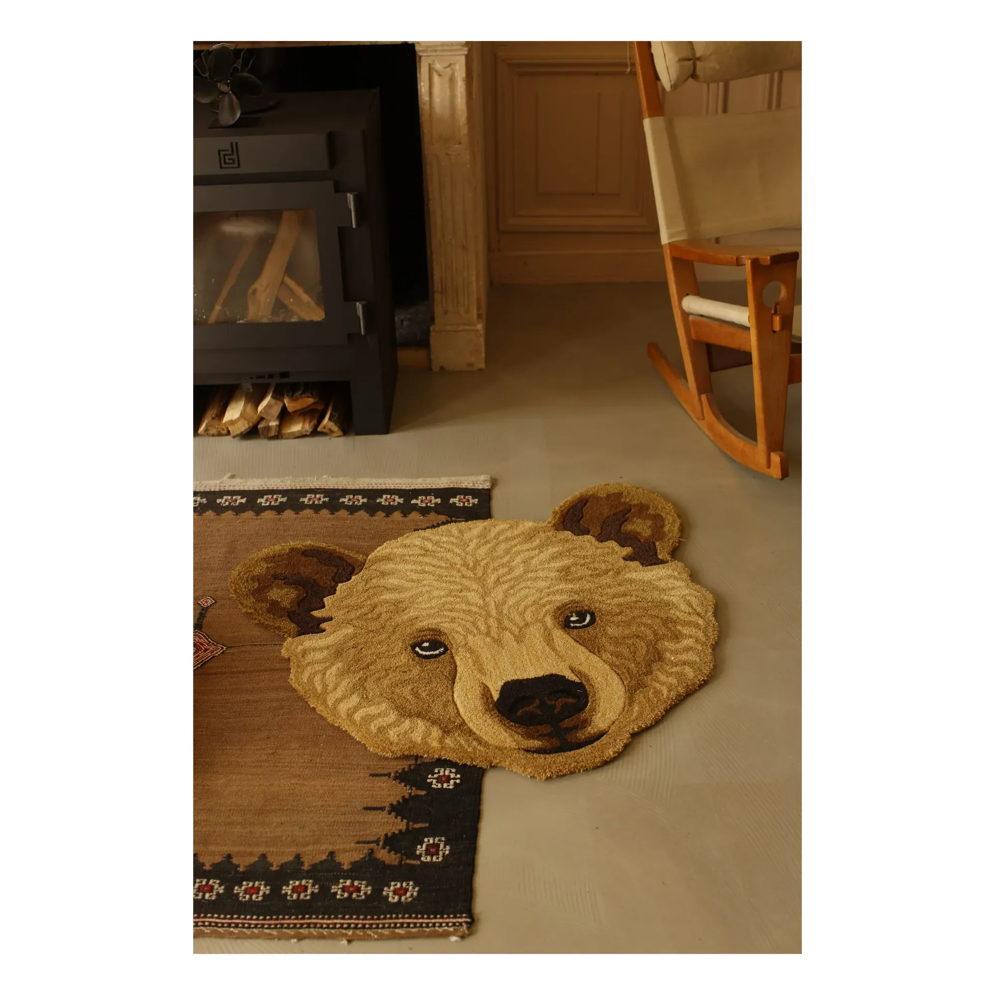 Bruno Bear Wool Rug - Brown alternate view