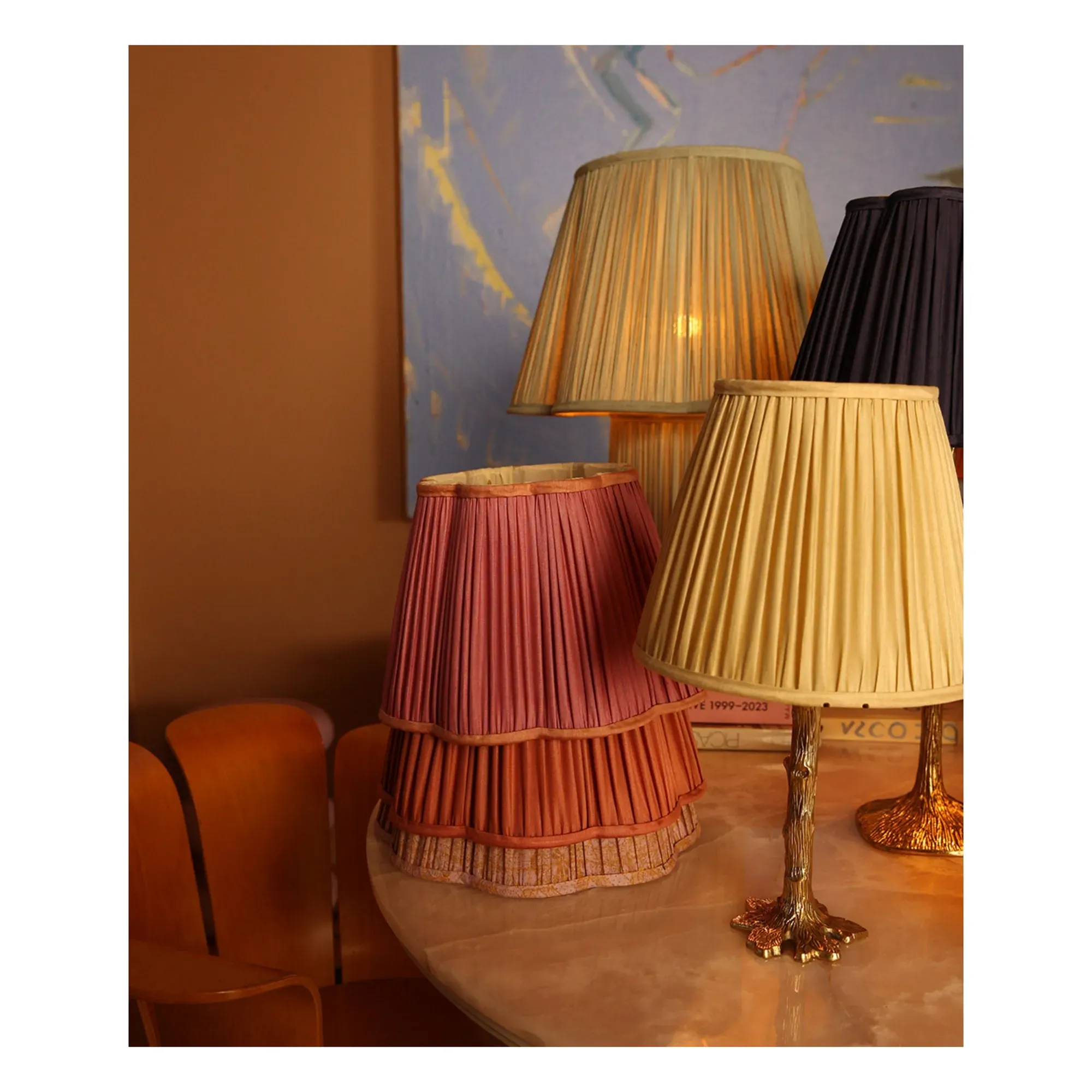 Diya Scalloped Lampshade - Fuchsia, Silk alternate view