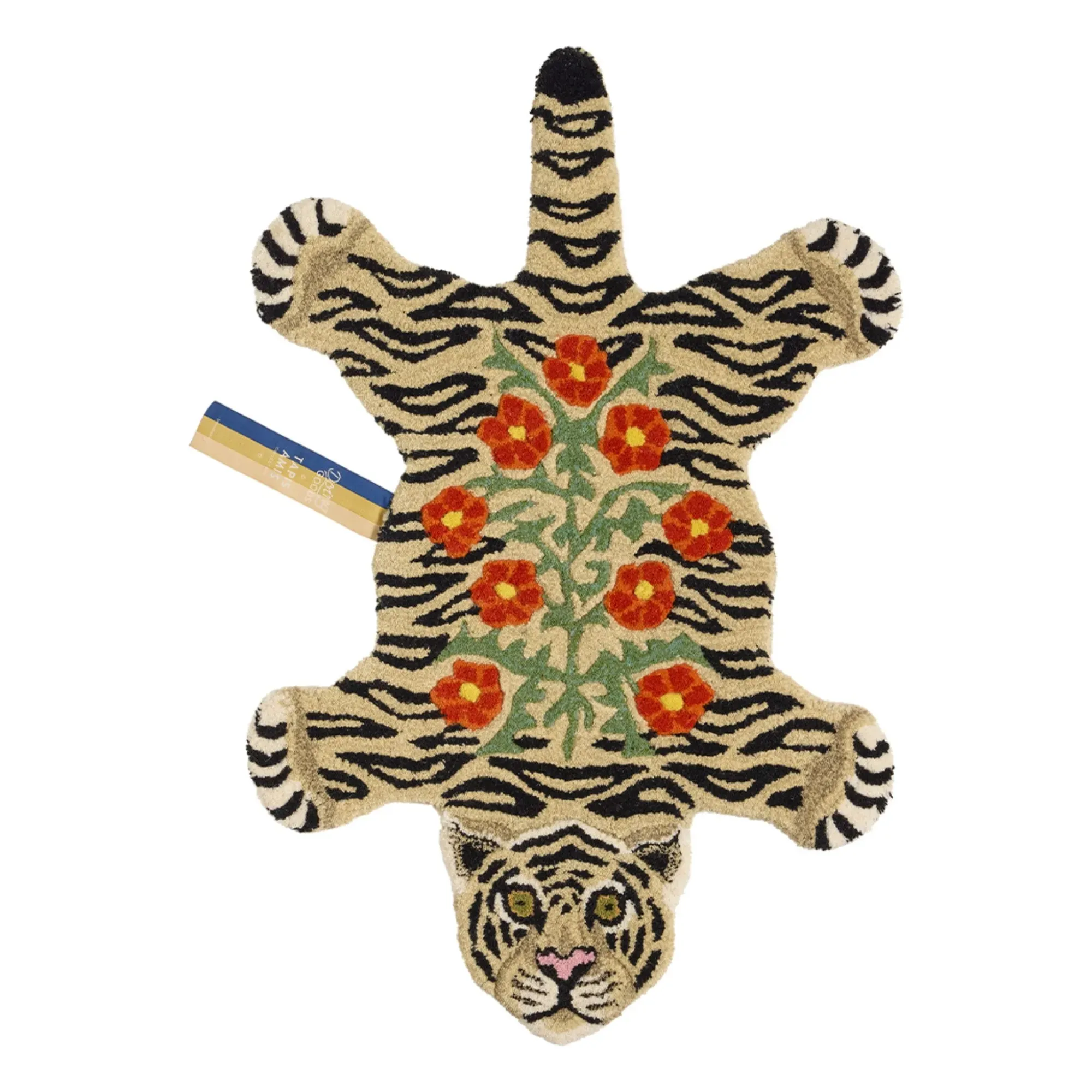 Doing Goods Tiger with Flowers Small Rug - Beige, Wool product