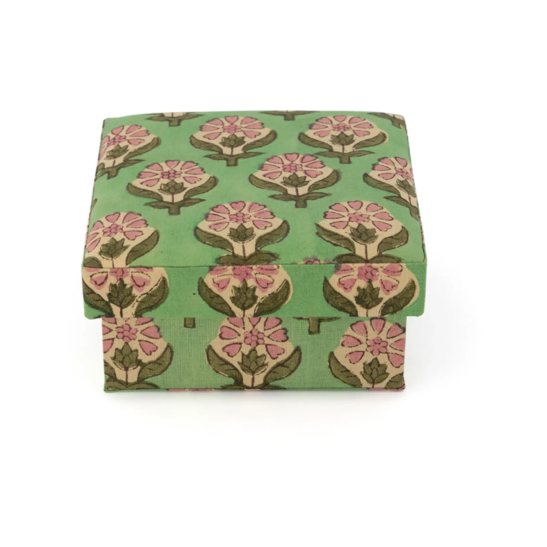 Emma Square Storage Boxes Set of 2 - Green, Cotton product