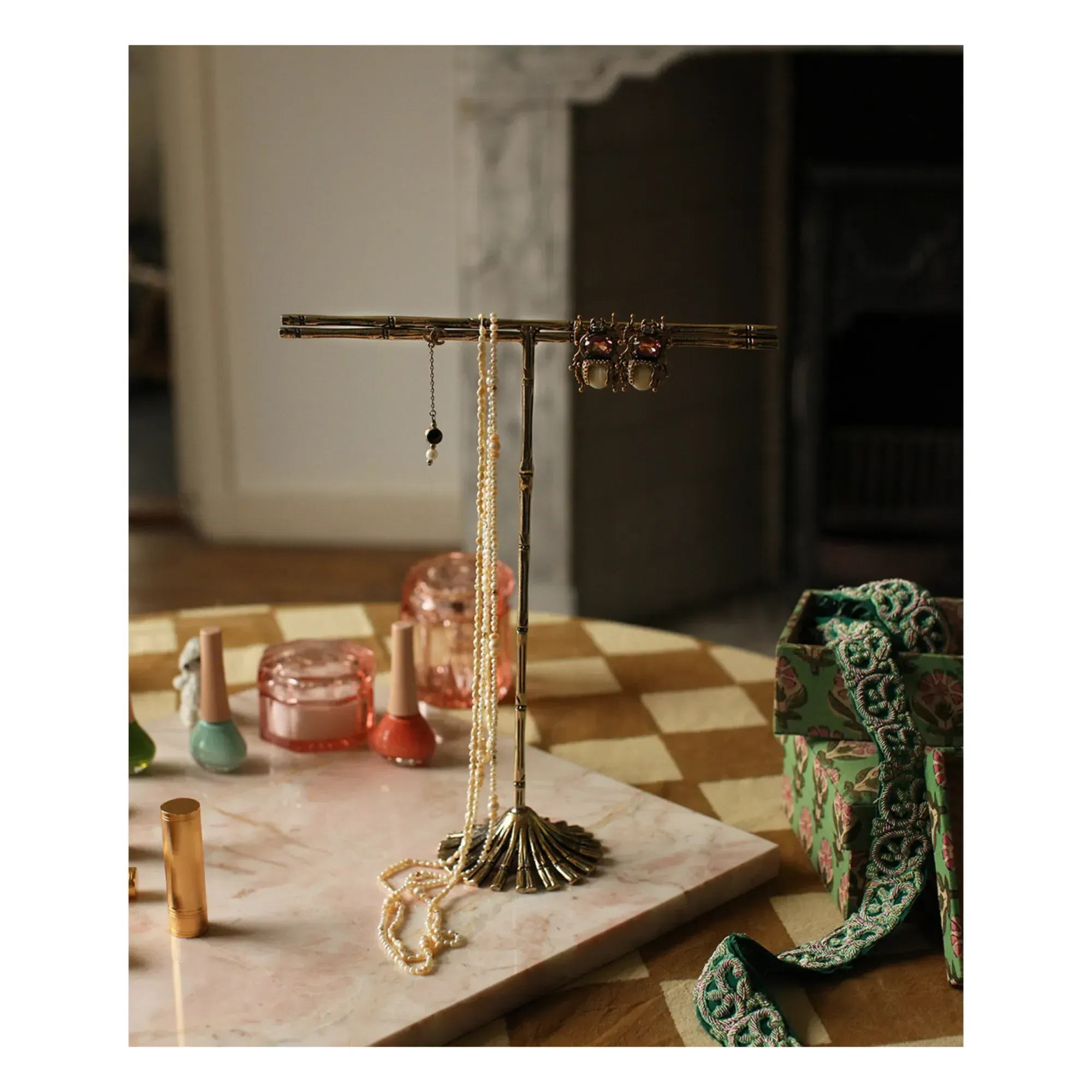 Frida Bamboo Jewelry Holder - Golden Brown, Recycled Brass alternate view