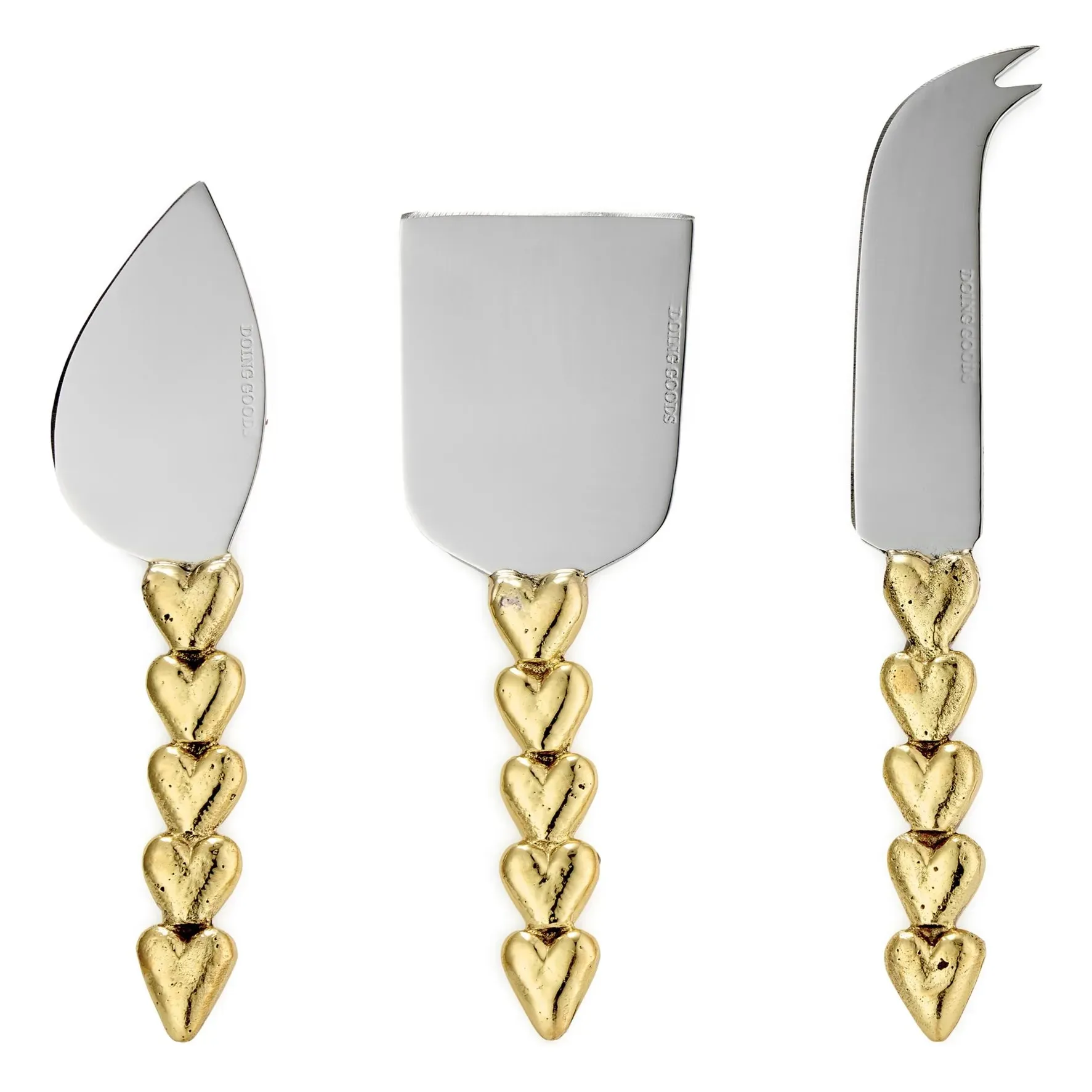 Holly Heart Cheese Cutlery Set of 3 - Brass product