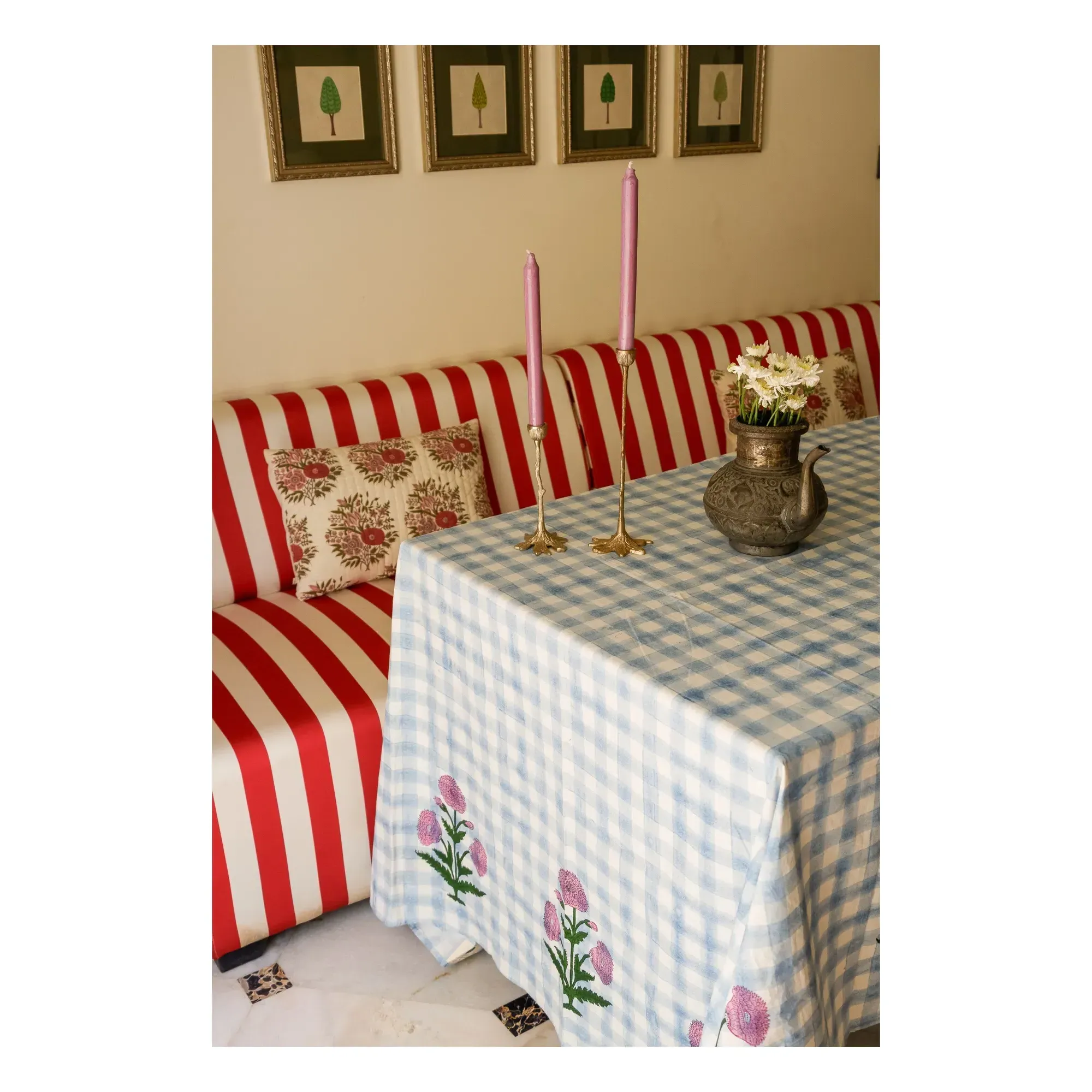 Iris Gingham Tablecloth - Blue, Organic Cotton alternate view