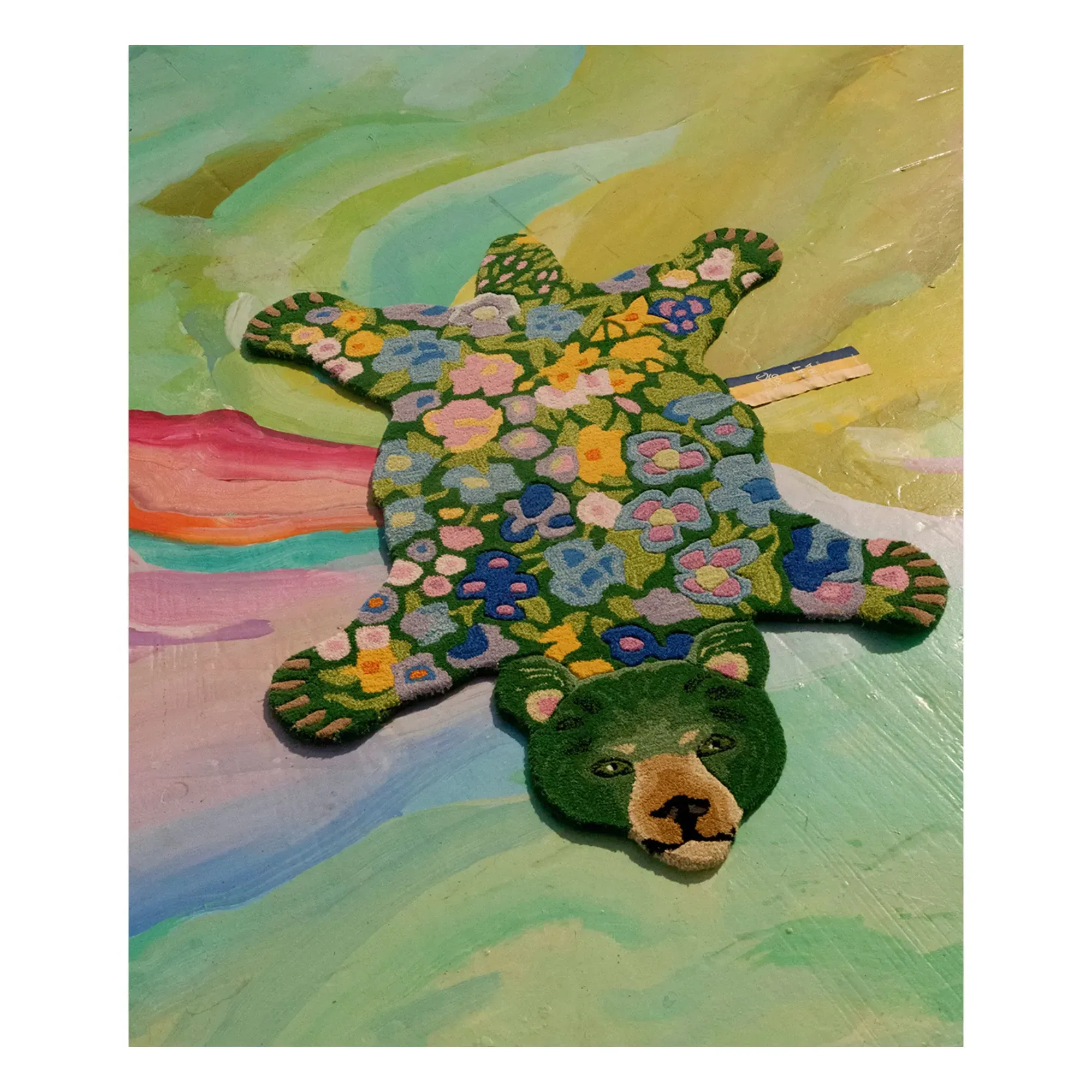 Josie Jardin Bear Shaped Rug - Green, Wool alternate view