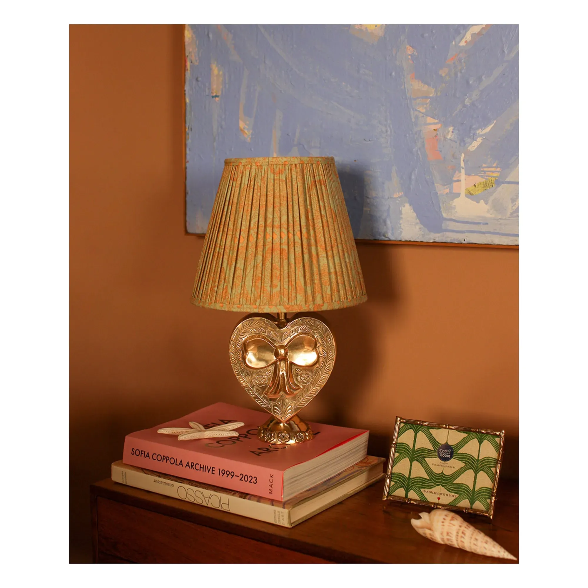 Kiara Printed Pleated Lampshade - Pale Green, Cotton alternate view