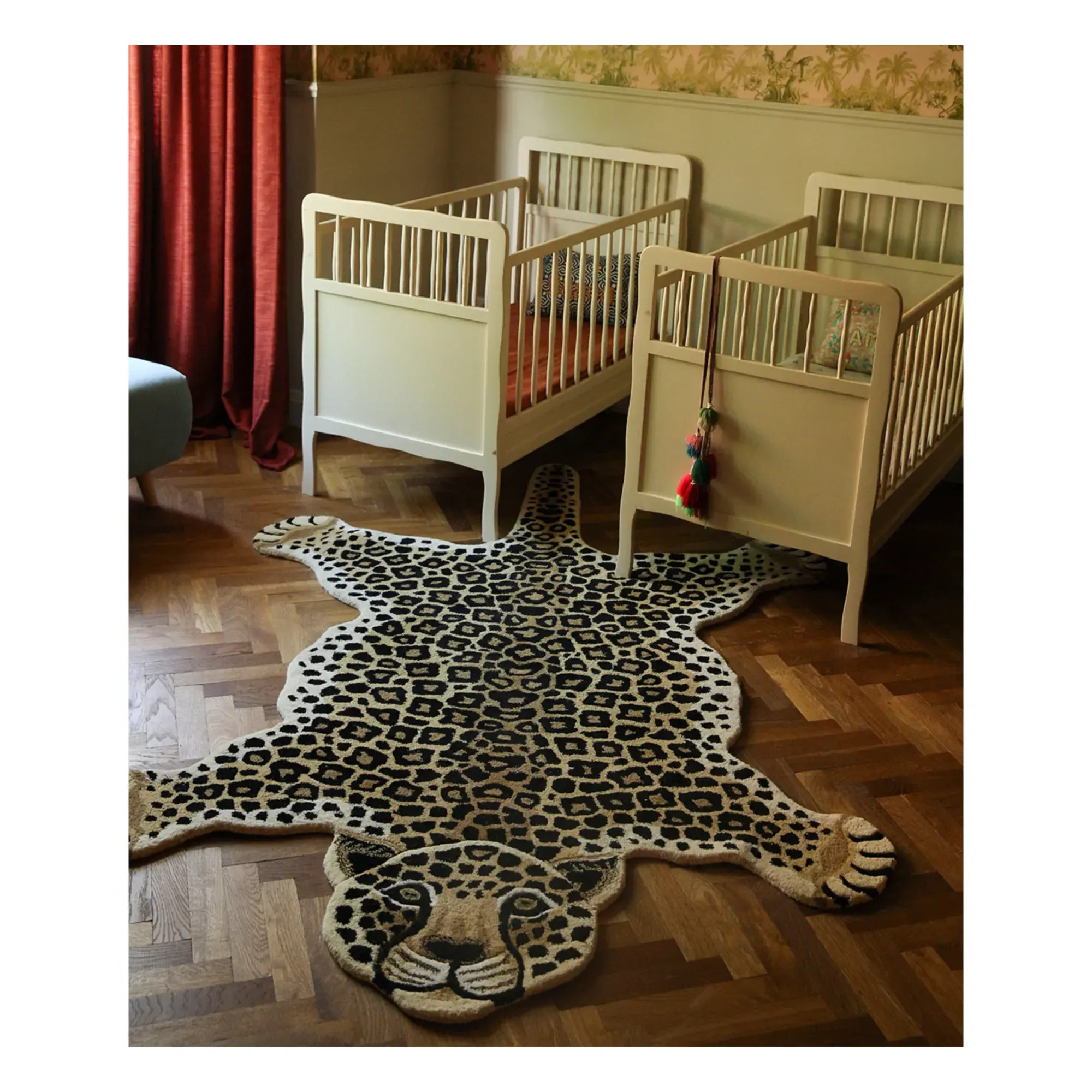 Loony Wool Leopard Print Rug - Brown, Wool alternate view