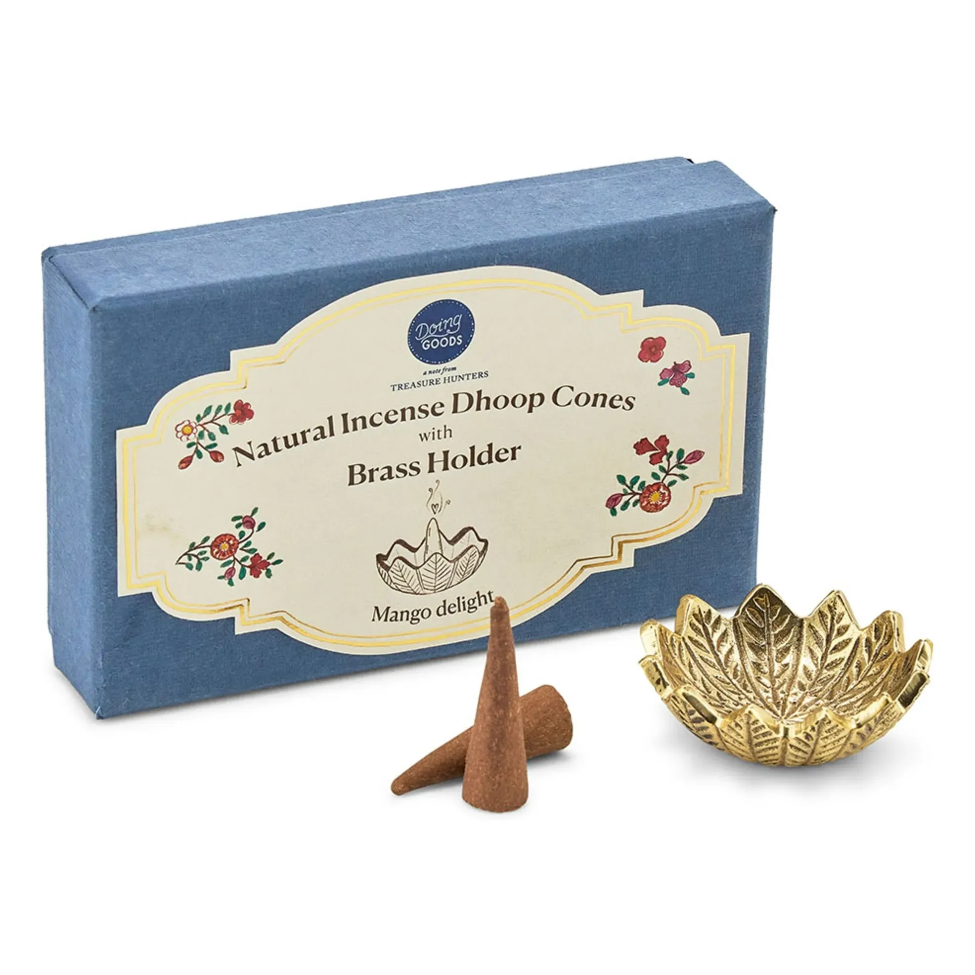 Mango Incense Cone Holder Set - Gold, Recycled Brass product