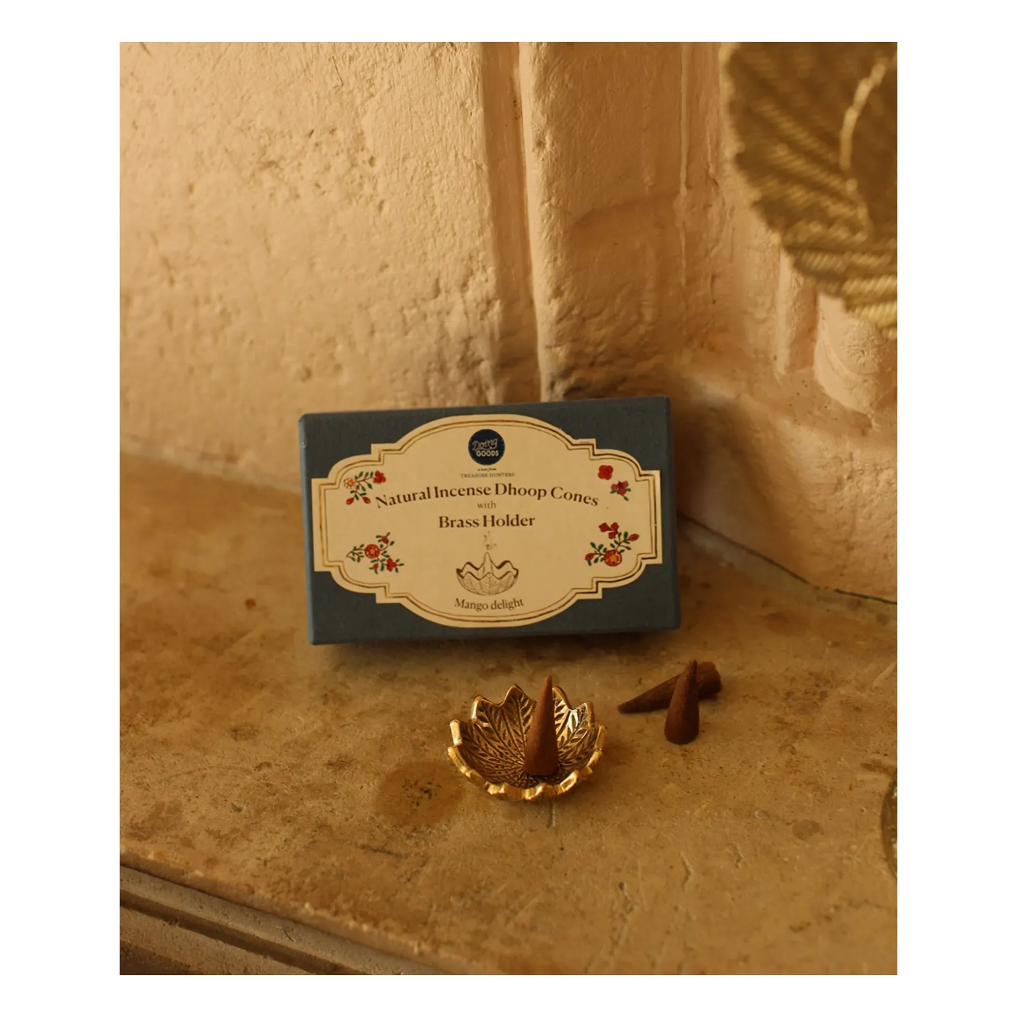 Mango Incense Holder Set - Gold, Recycled Brass alternate view