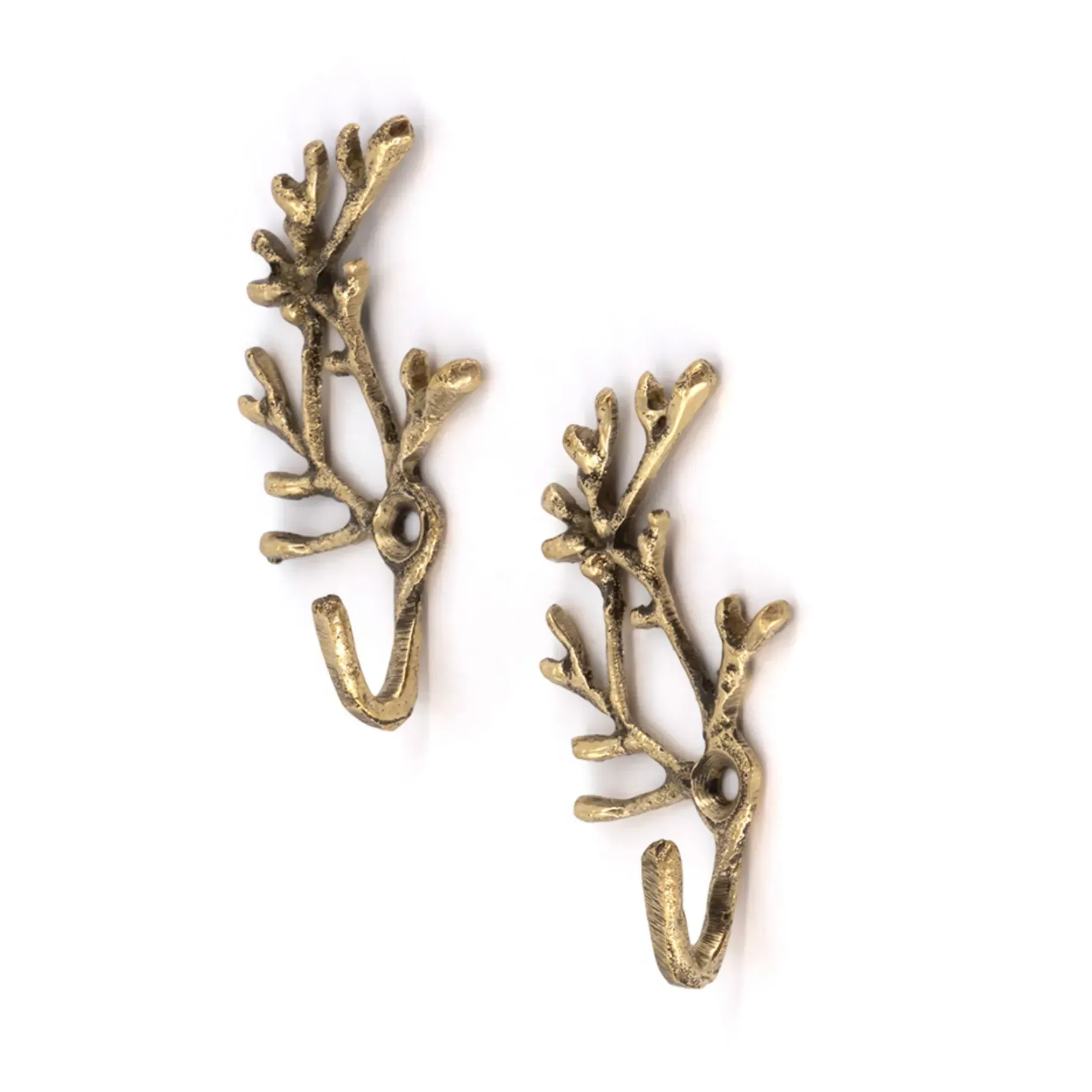 Marie Cora Coat Hooks Set of 2 - Golden Brown, Recycled Brass product