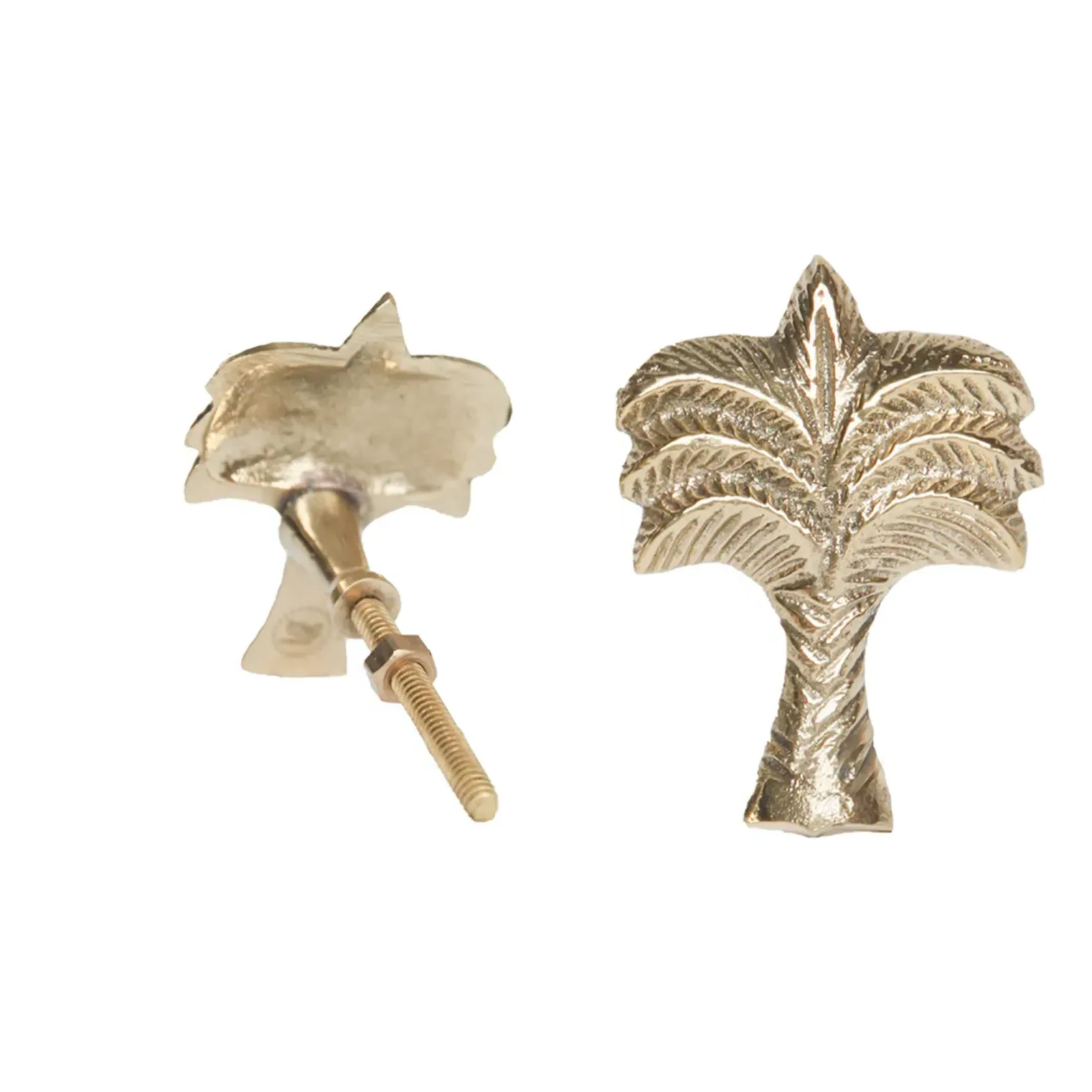 Palm Tree Door Handle - Gold, Recycled Brass product
