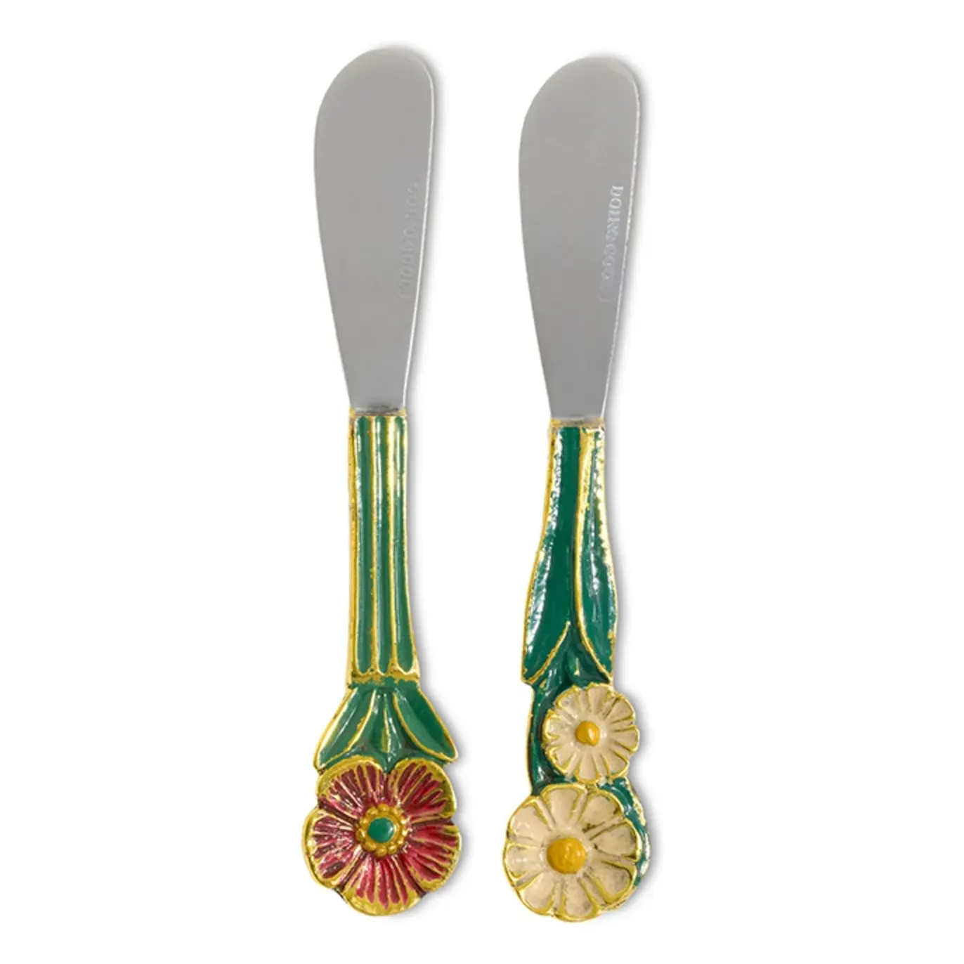 Posy Butter Knives Set of 2 - Green, Brass product