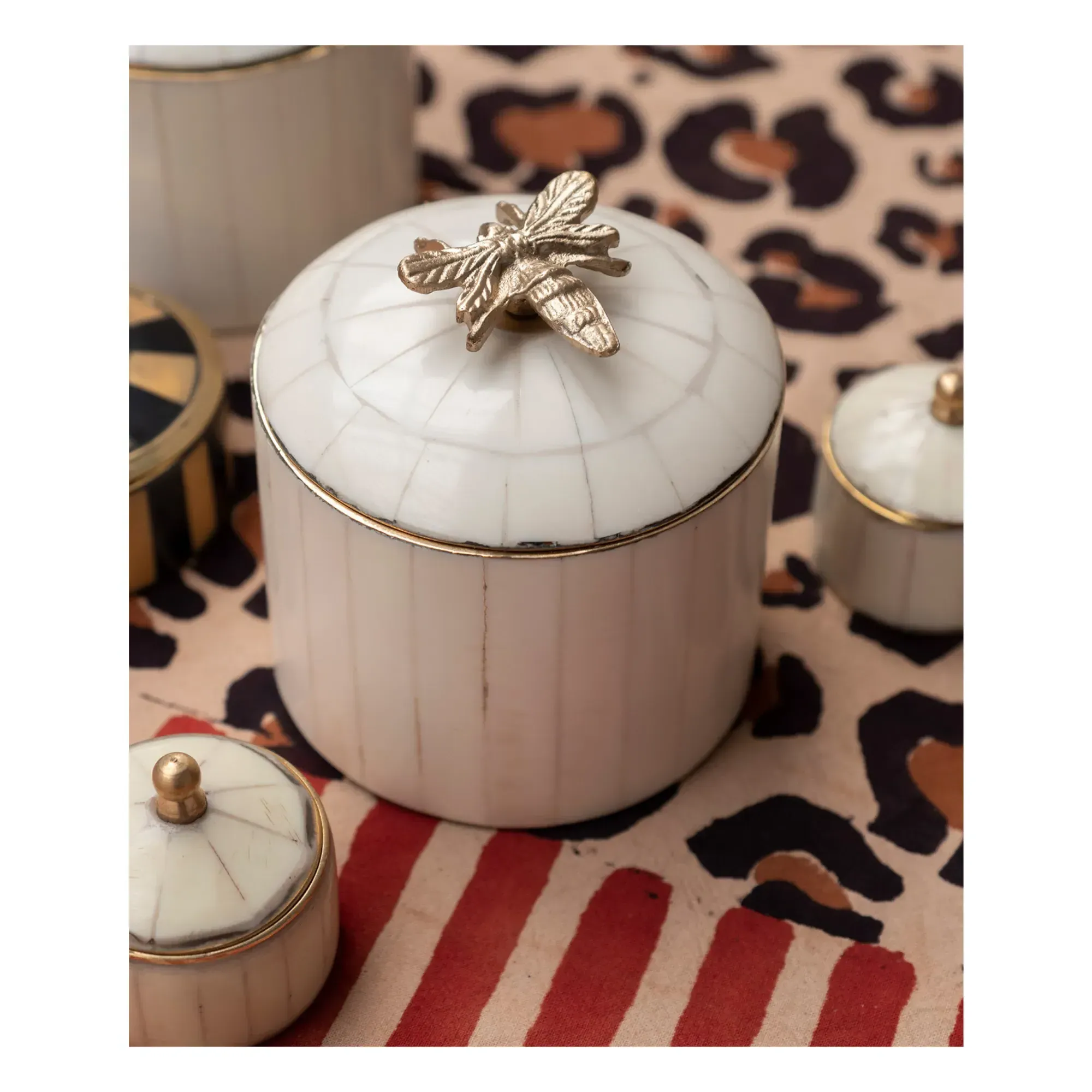 Queen Bee Circus Storage Box - White, Recycled Brass alternate view