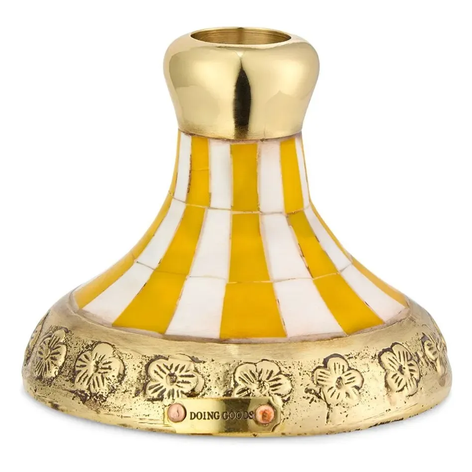 Sanya Fish Candlestick - Yellow, Brass product