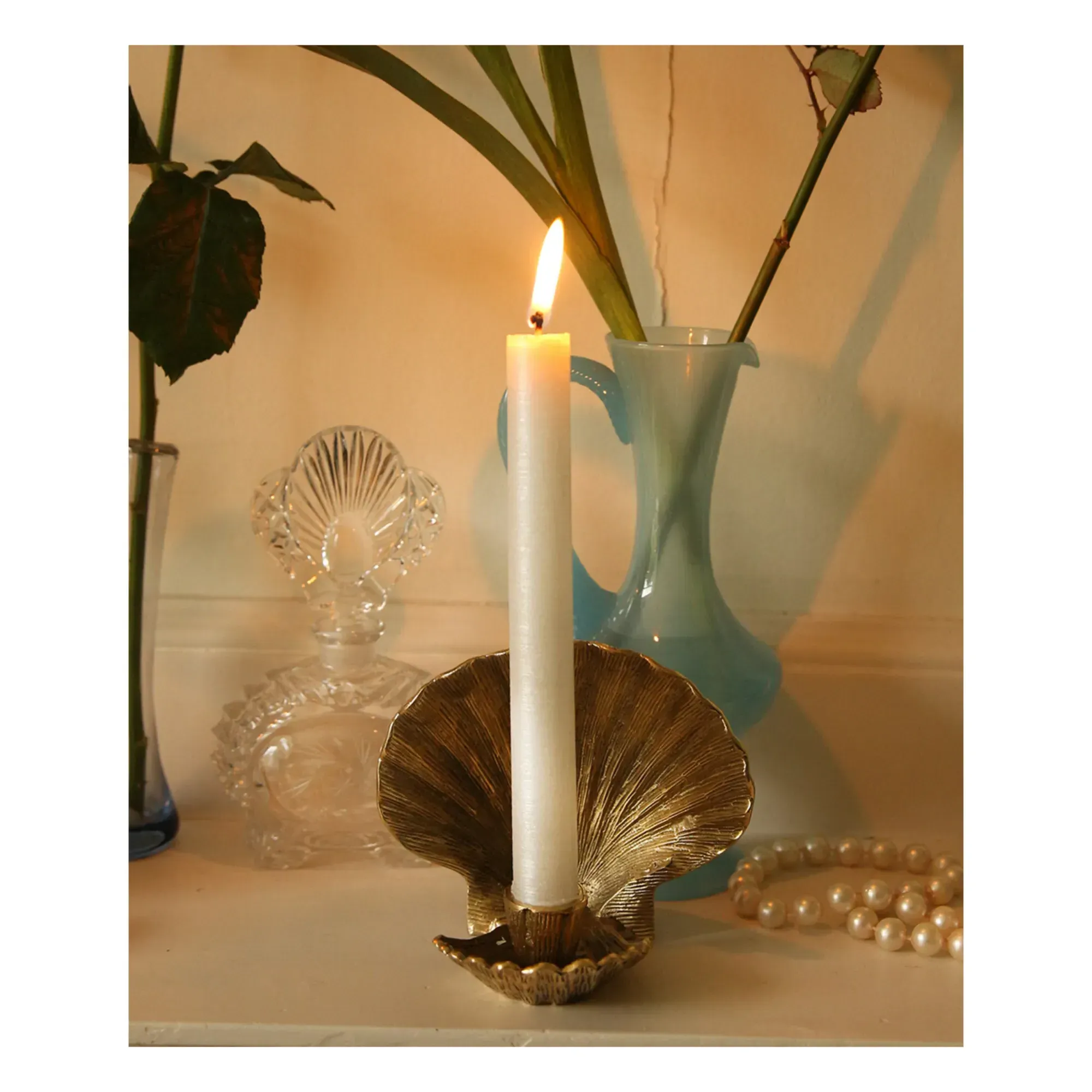Scarlett Recycled Brass Candlestick - Golden Brown alternate view