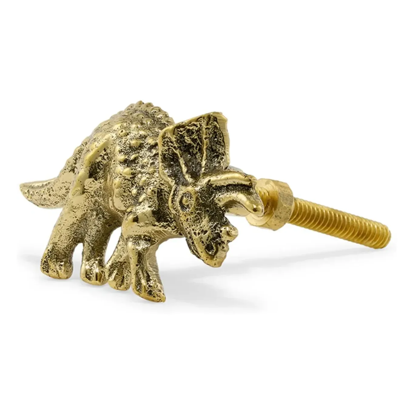 Triceratop Dinosaur Door Handle - Gold, Recycled Brass product