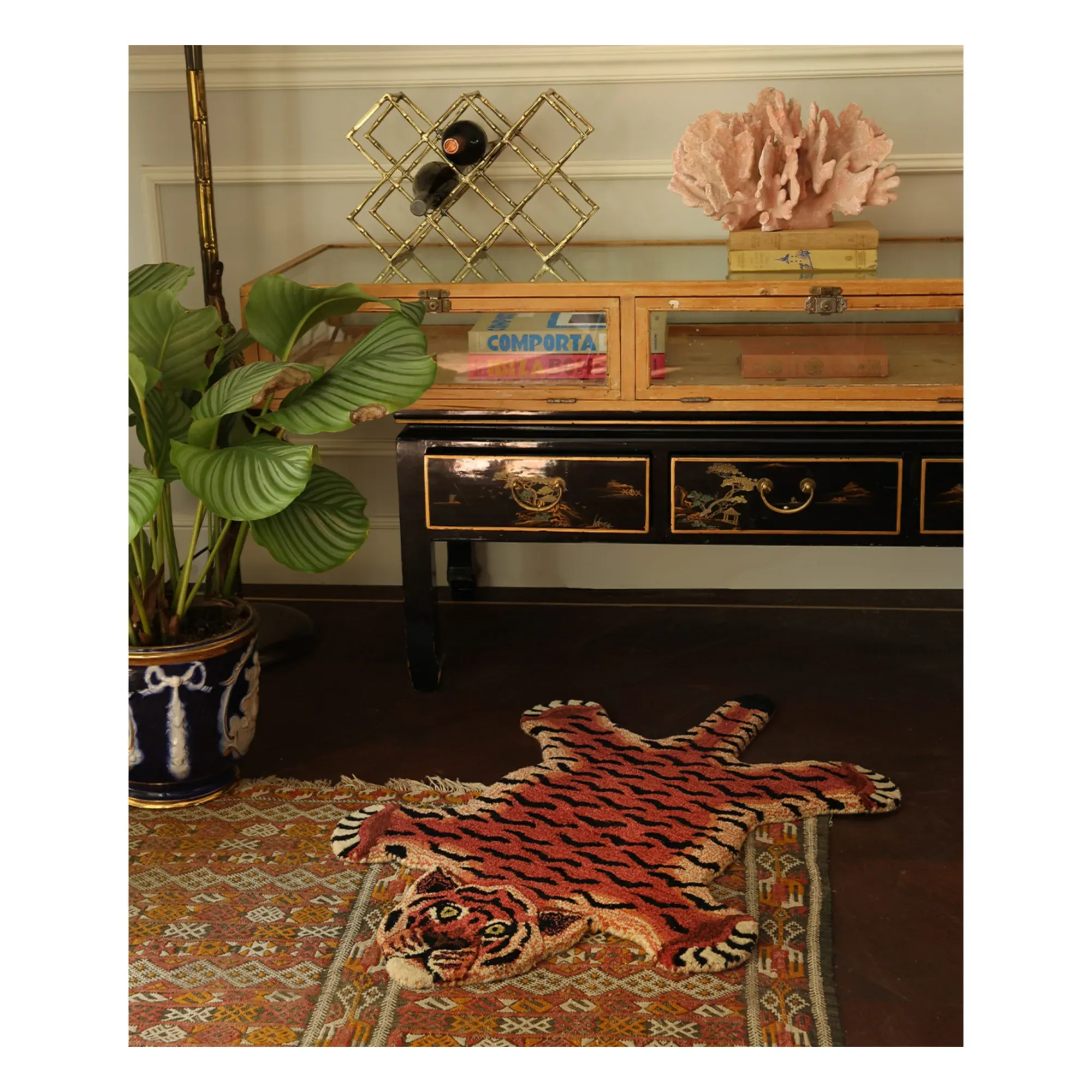 Tula Wise Tiger Rug - Red, Wool alternate view